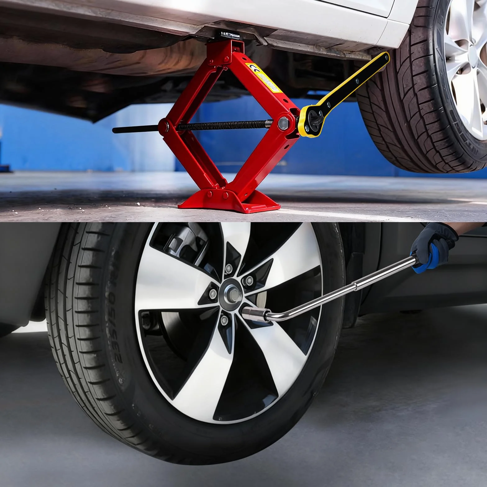 Cric per Auto 3 Tonnellate, Crick Portatile Universale Gamma Sollevamento 120-445 mm per SUV MPV