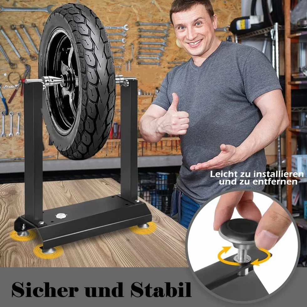 FIVMEN Macchina equilibratrice per pneumatici moto, dispositivo equilibrante per cerchi motociclistici con 4 gambe di supporto e livella ad acqua, macchina equilibratrice per cerchi, equilibratrice