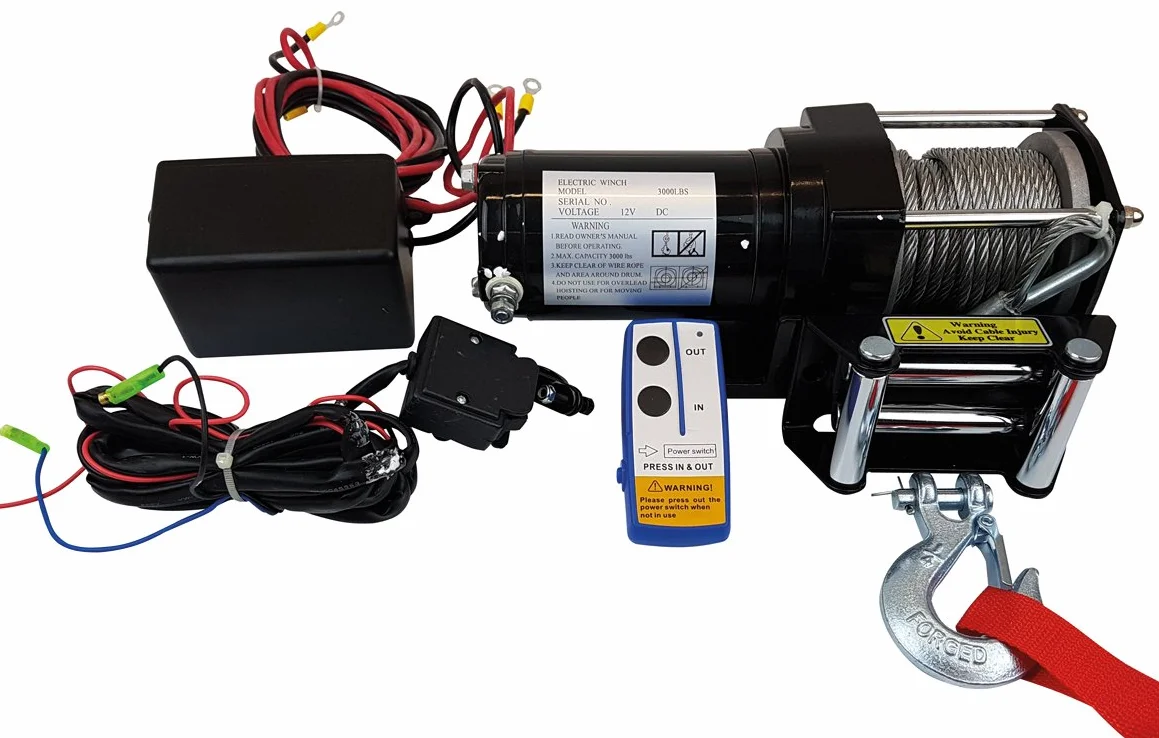 Berger + Schröter 31779 Verricello a fune 12V 2722 kg telecomando senza fili e via cavo corda 12 m trasmissione 3 velocità