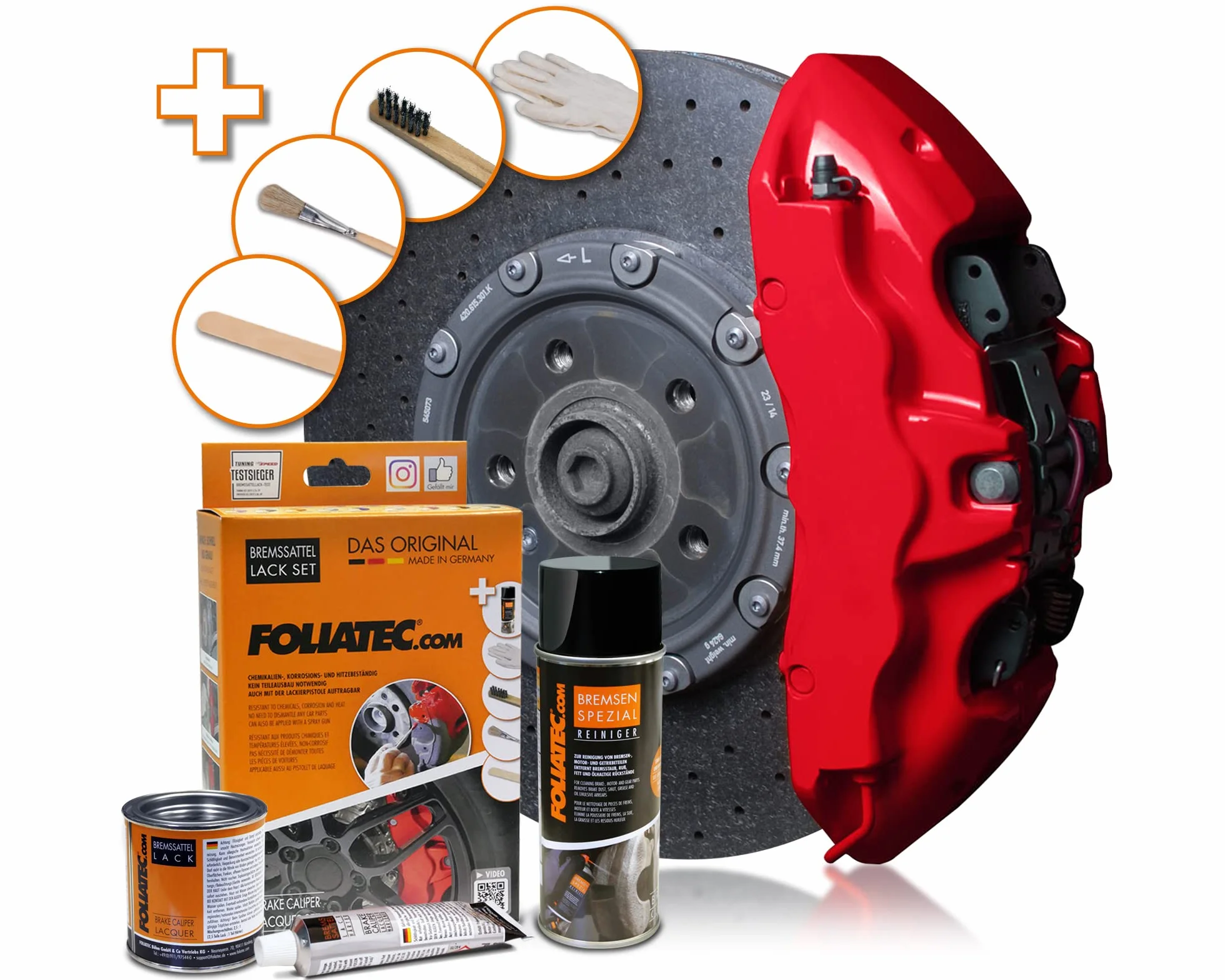 FOLIATEC Set vernici pinze freno resistenti al calore Racing Rosso 7 pezzi