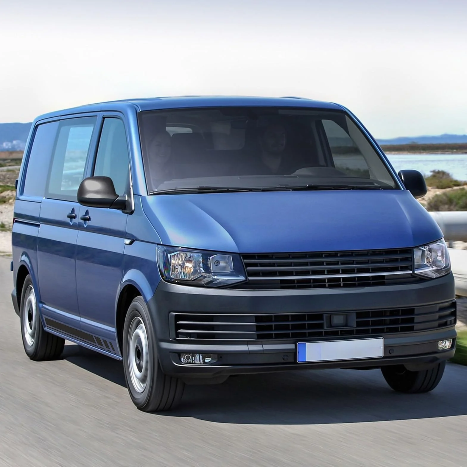 Strisce Laterali Sostituzione per VW T5 T6 T6.1 California 2003-2024, 2 Adesivi Laterali + 1 Adesivo Portellone Posteriore, Nero
