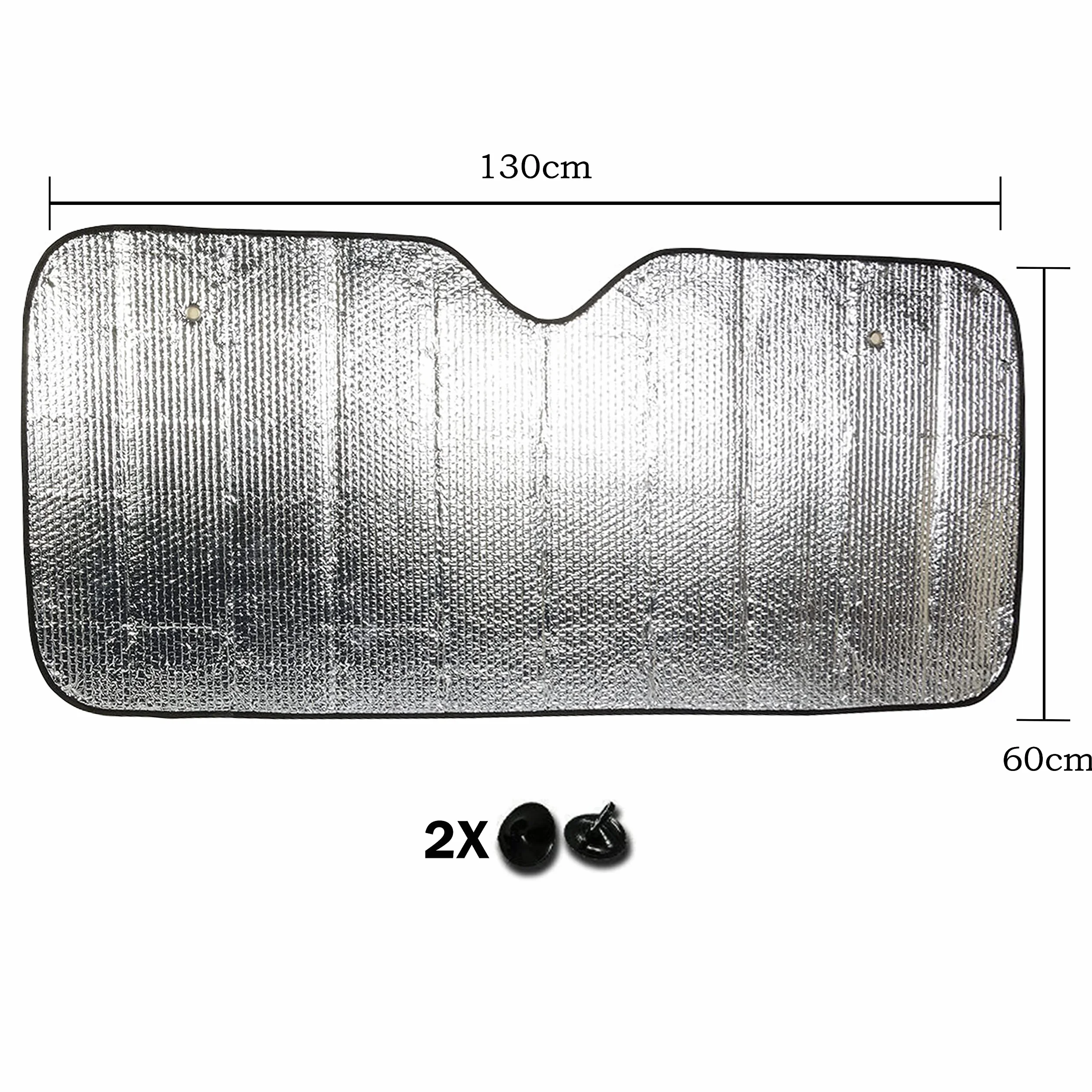 Parabrezza parasole auto pieghevole UV 130x60 cm con elastici e ventose