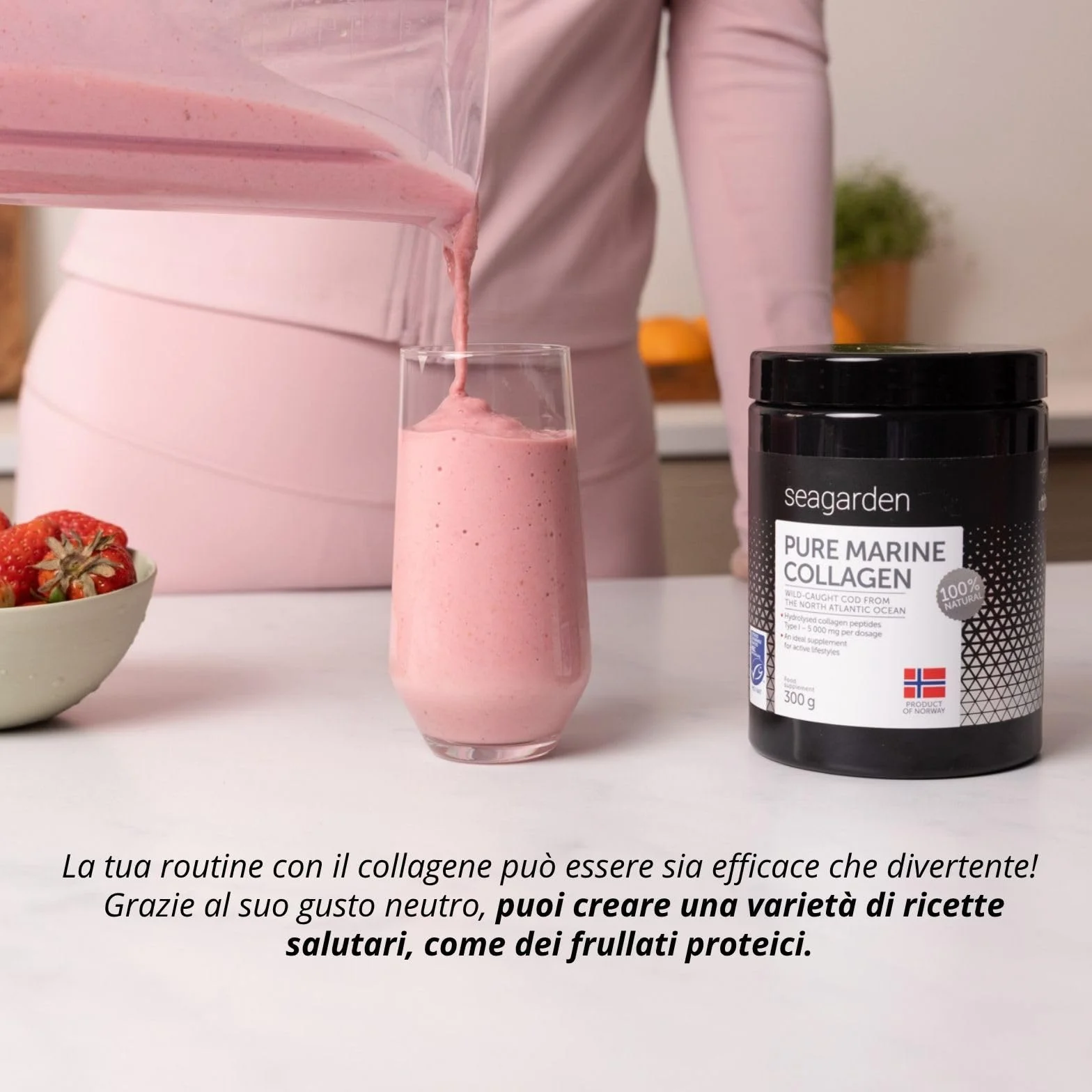 Seagarden Collagene Marino in Polvere 5000mg Integratore Capelli Pelle Ossa Articolazioni Non Aromatizzato 300g 60 porzioni