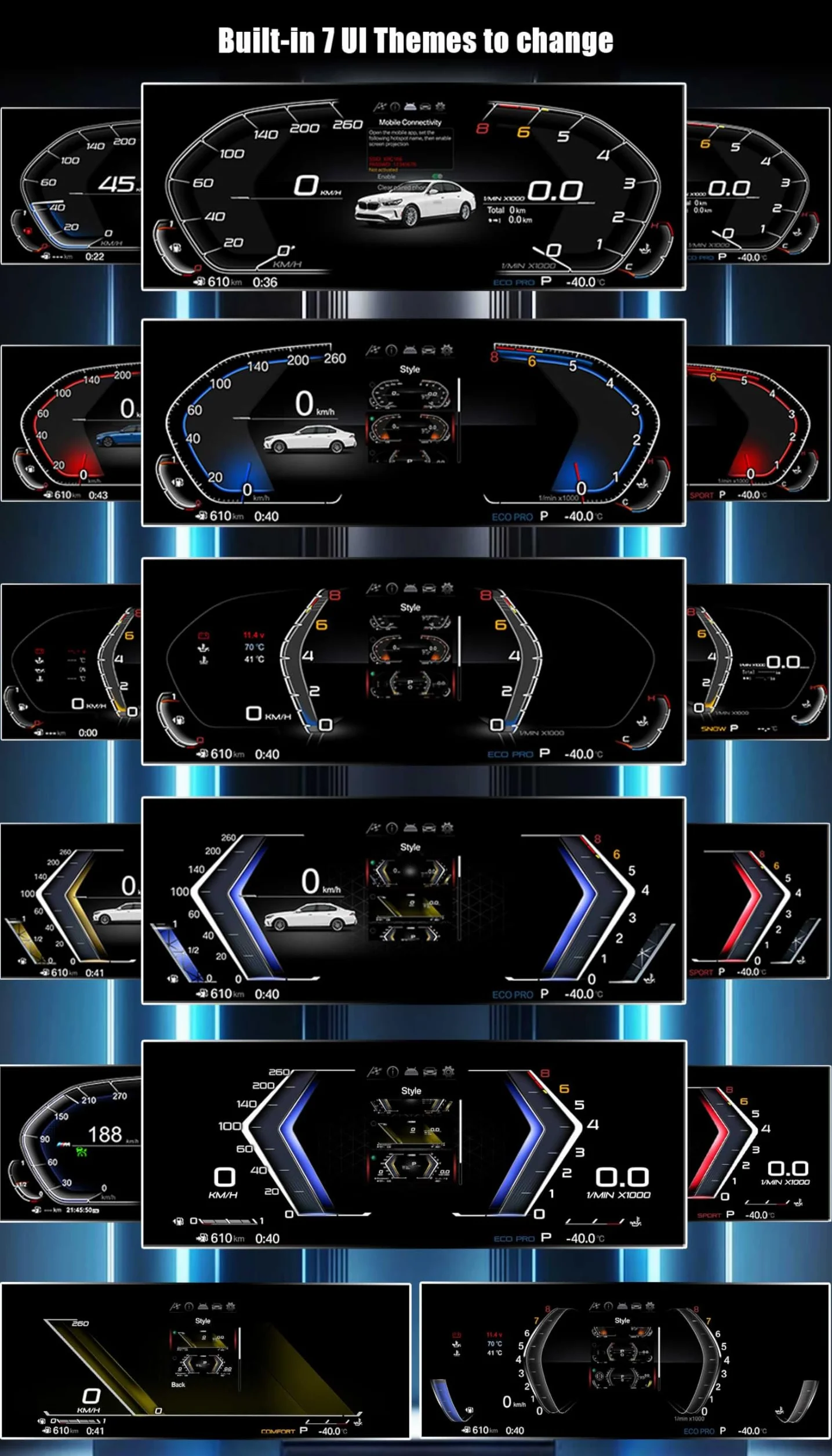 10" Quadro Strumenti Digitale per BMW Serie 1 E81 E82 E87 E88 sistema CCC/CIC, Cruscotto Display LCD, Indicatore Tachimetro Supporta Pressione Pneumatici, Temperatura Olio, 7-UI, Pulsanti al Volante