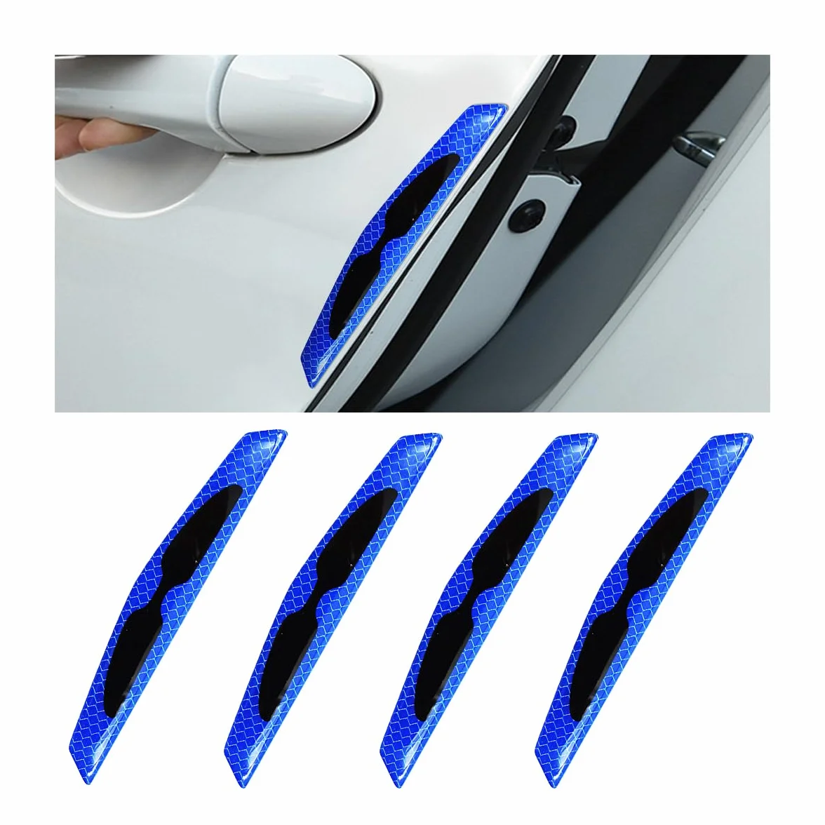 JNNJ 4 Pezzi Protezioni per Portiere Auto, Adesivi Decorativi Riflettenti per Auto, Auto Universale Paraurti Guardia Antigraffio Protettore Trim Adesivi, Accessori Esterni per Camion, SUV(Blu)