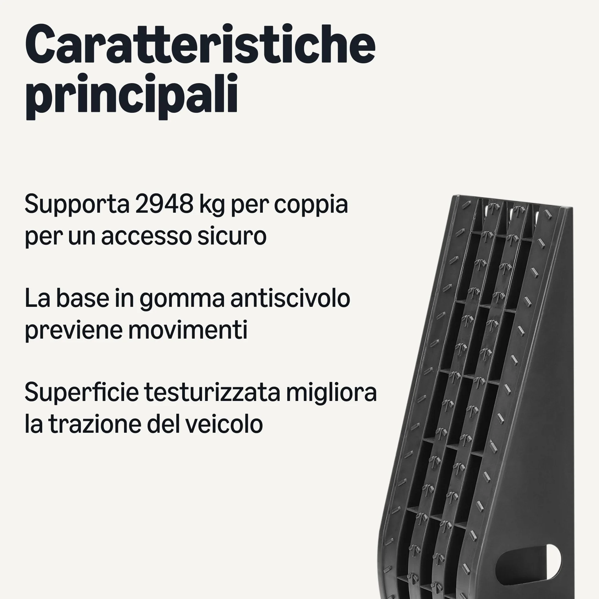 Amazon Basics Rampe Carico Auto in Plastica Resistente, Capacità 2948kg per Coppia, Base Gomma Antiscivolo, Set da 2, Nero