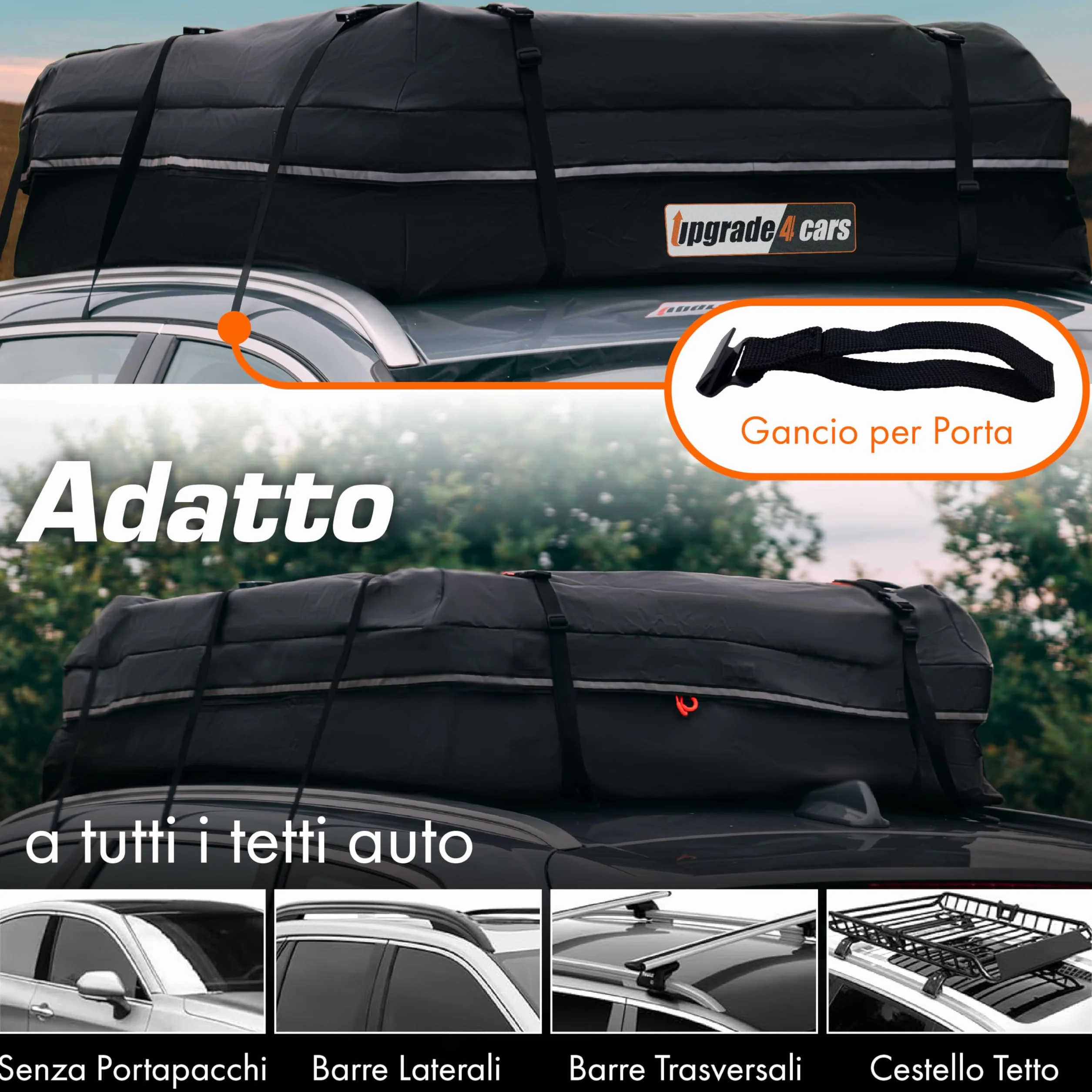 Upgrade4cars Borsa da Tetto Auto Universale Impermeabile Pieghevole 130x110x40 cm 566L