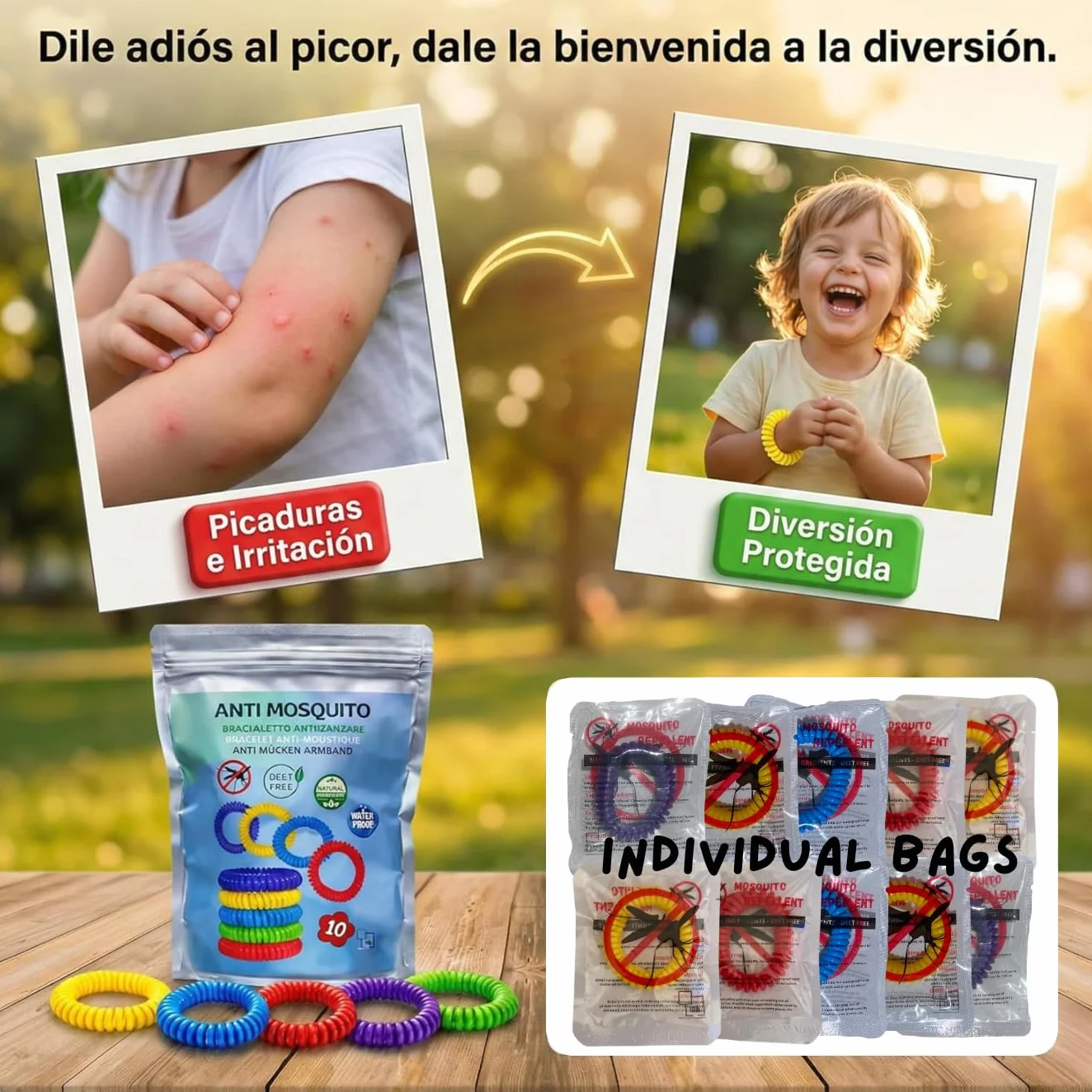 Braccialetto Antizanzare 10 Braccialetti Repellenti per Zanzare con Oli Essenziali di Citronella Naturale Senza DEET Protezione Adulti Bambini