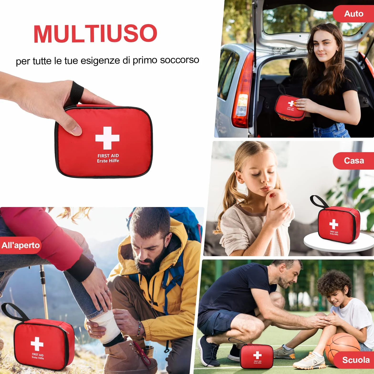 Kit di Pronto Soccorso Portatile 90 Pezzi, Mini Kit Primo Soccorso per Casa Auto Viaggio