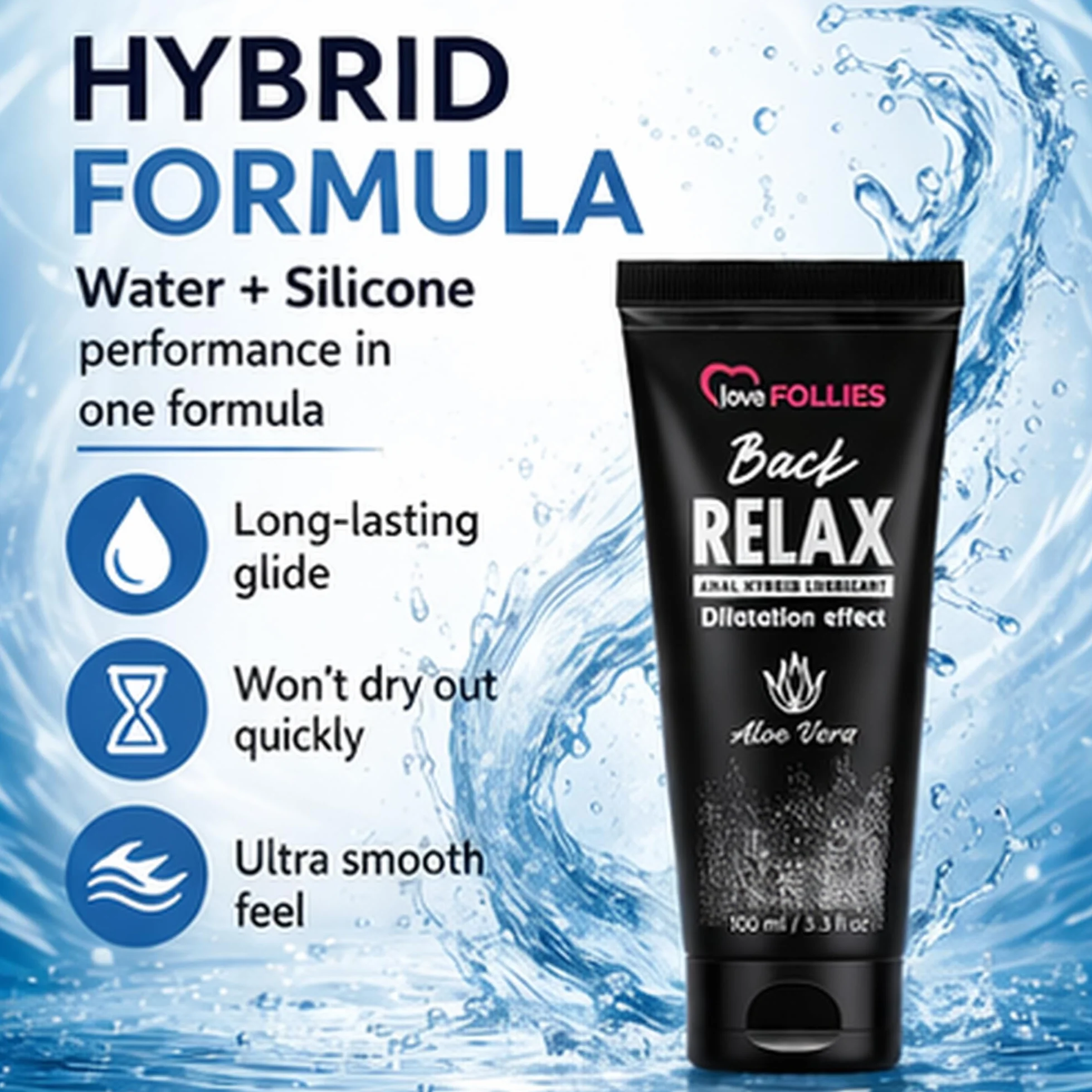 Lovefollies Back Relax lubrificante anale dilatatore con anestetico ibrido aloe vera 100 ml