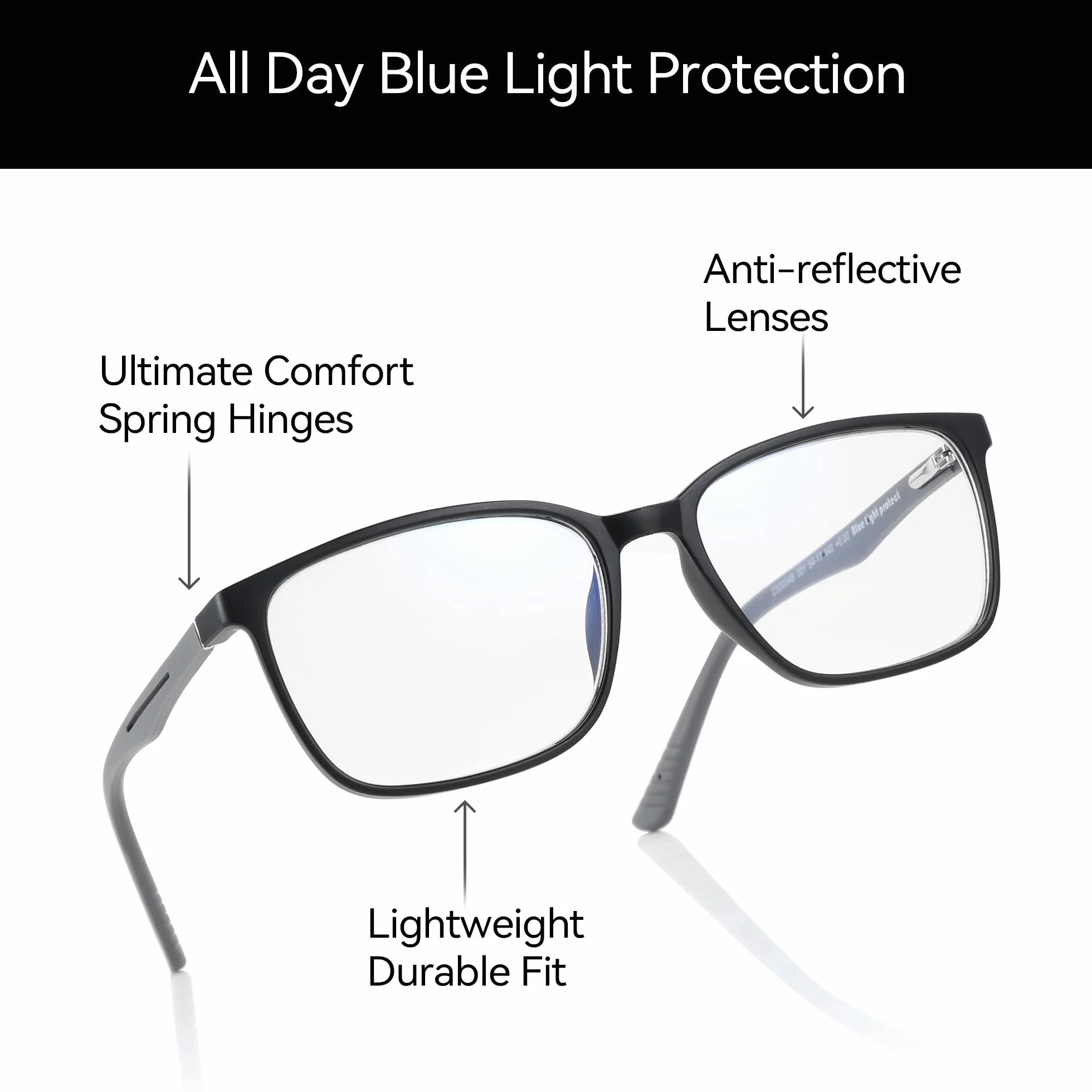 ZENOTTIC Occhiali con Filtro Luce Blu, Occhiali da Lettura Uomo Montatura TR Quadrata Antiriflesso