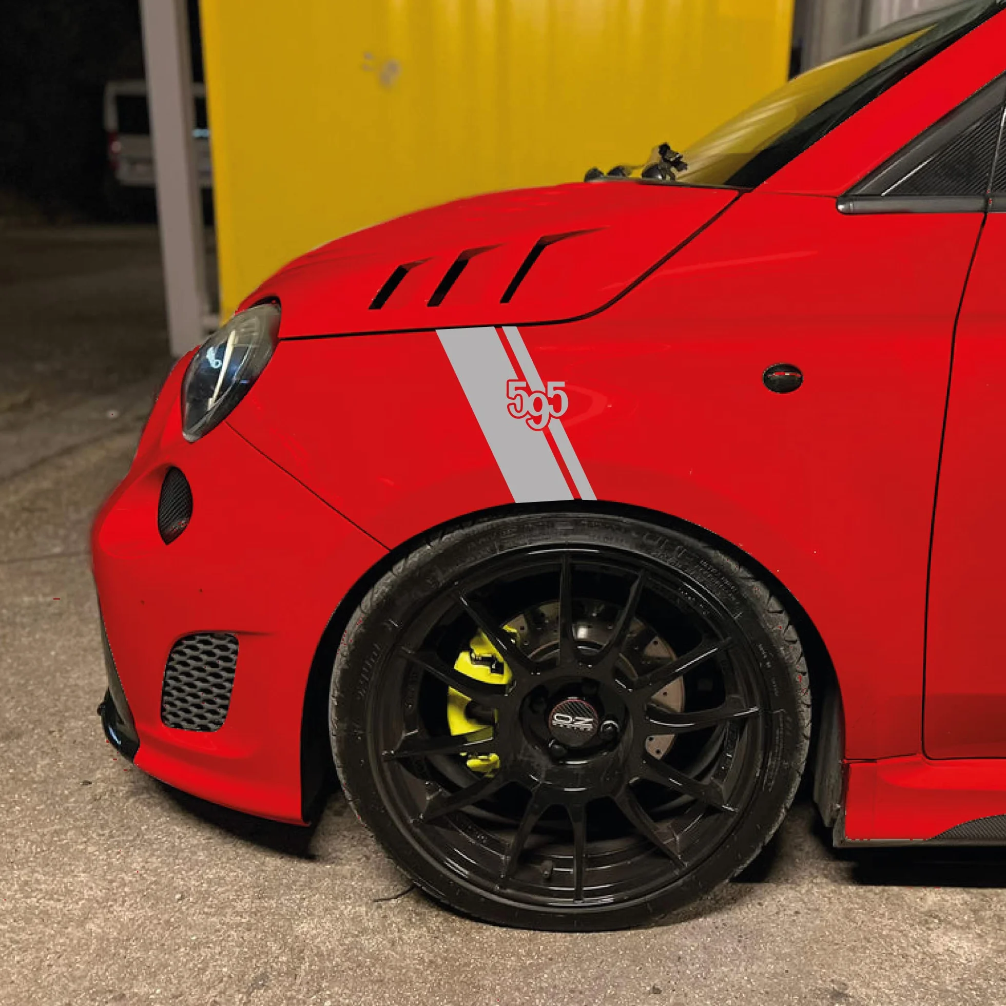 ADESIVI COMPATIBILE CON 500 ABARTH 595 PARAFANGHI COFANO SCORPIONE TUNING SPORT (ARGENTO)