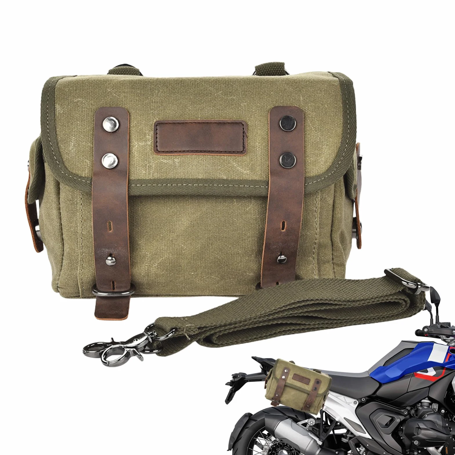 Borsa Da Sella Per Moto Impermeabile In Tela Cerata Resistente Con Fibbia In Metallo