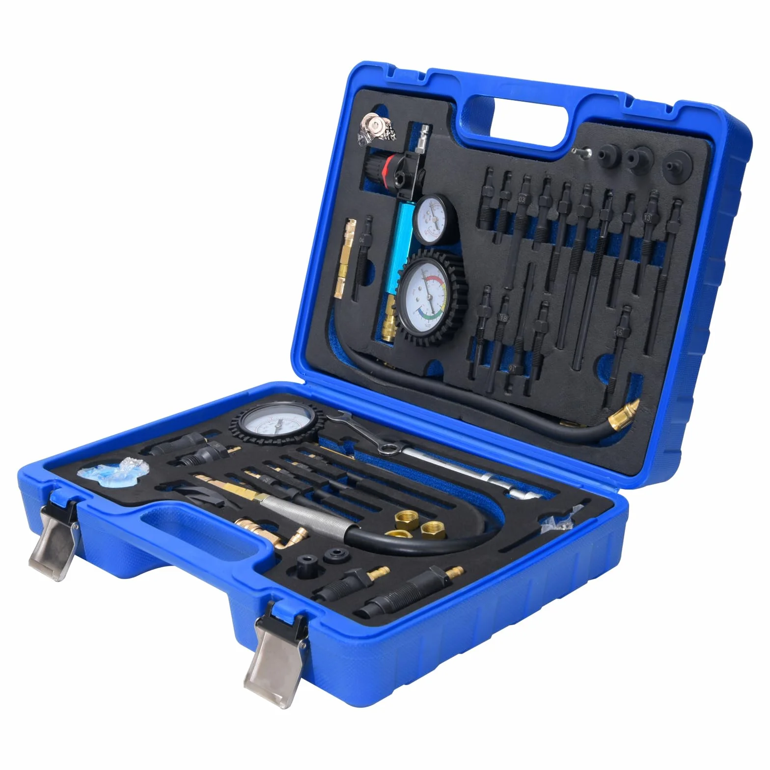 46pz Tester Compressione e Perdite per Motori a Benzina & Diesel, Prova Compressione Motore, Tester di Perdita di Pressione per la Maggior Parte di Auto, Camion, Motociclette