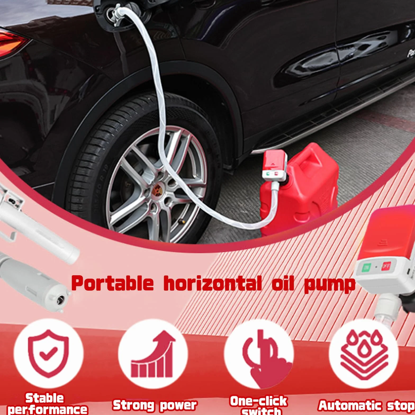 Pompa del carburante con sensore di arresto automatico 12 l/min USB elettrica a benzina 4 adattatori tubo