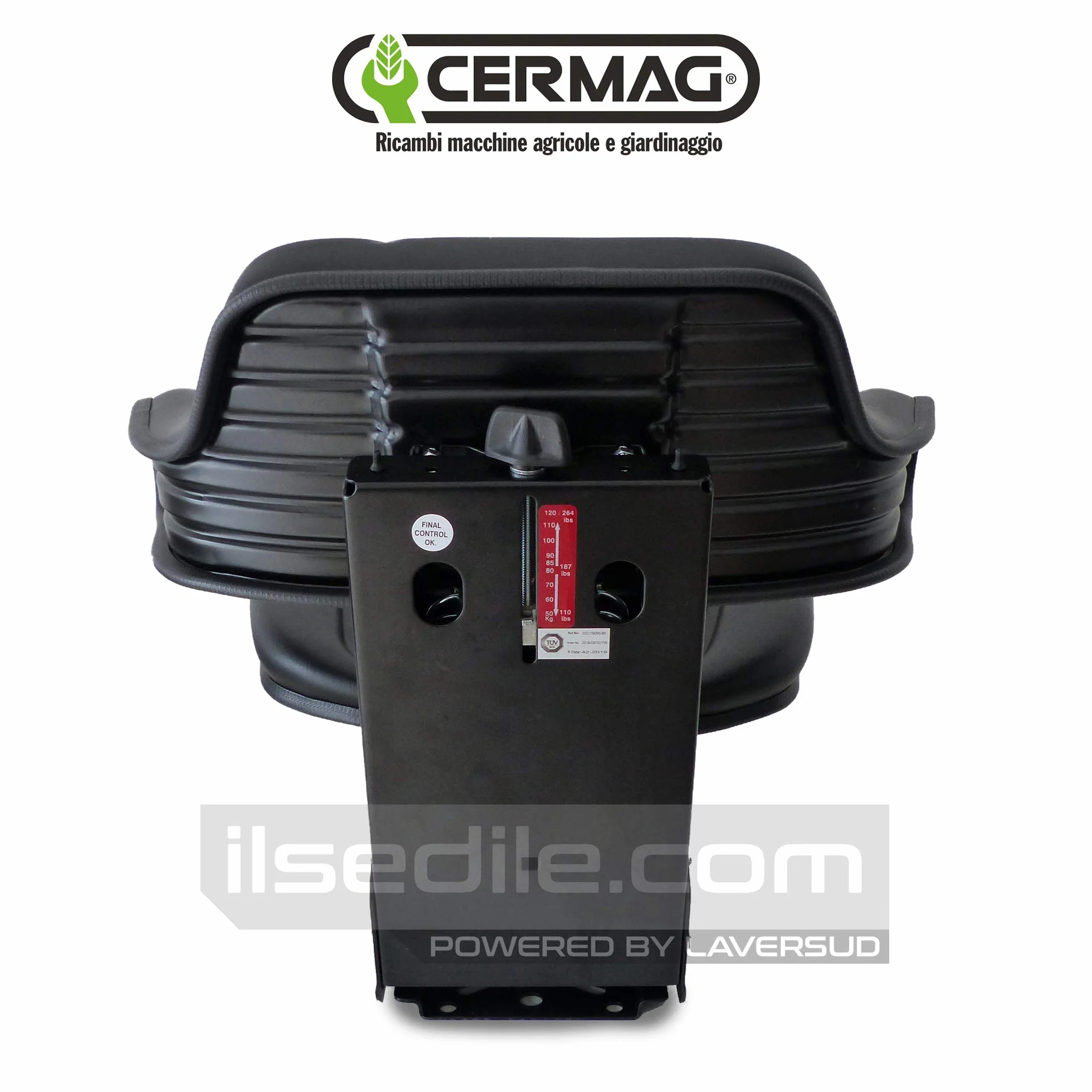 Sedile Cermag per Trattore Universale con Molleggio Verticale e Base Variabile