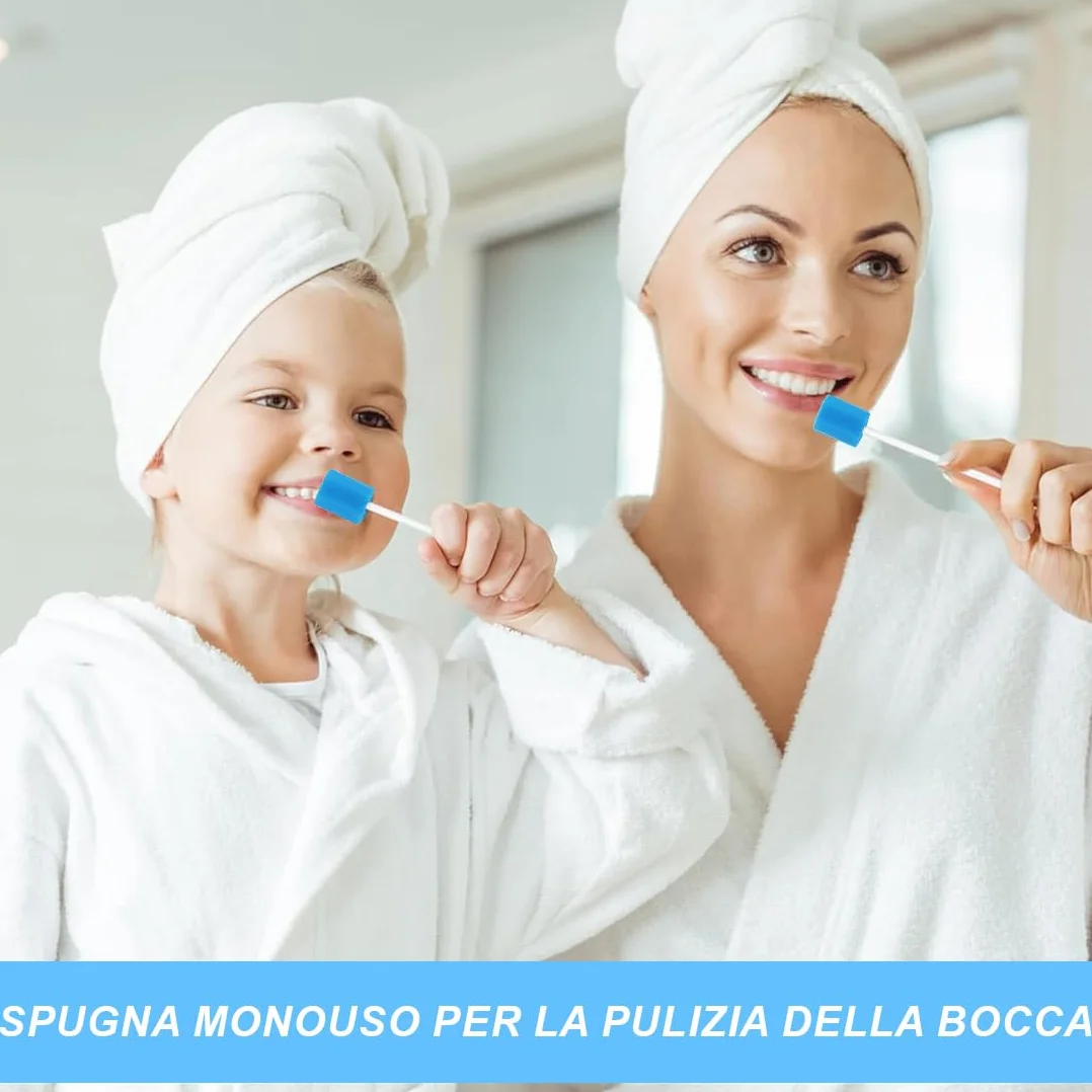 50 Pezzi Tamponi Monouso per Igiene Orale, Spugna per Pulizia Bocca per Adulti, Bambini, Animali Domestici
