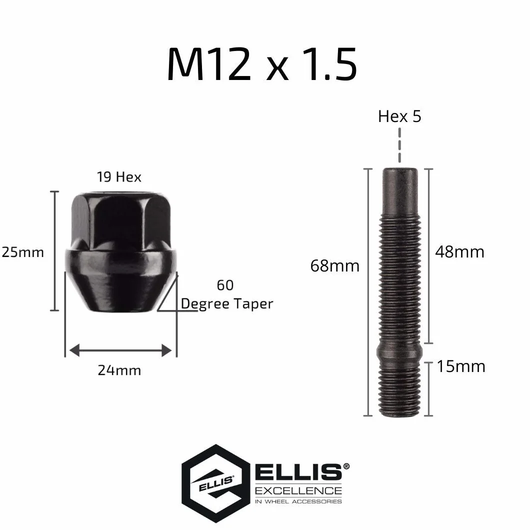 Ellis Excellence - Kit di conversione per dadi, compatibile con BMW precedenti al 2012 e altro (dadi da 68 mm)