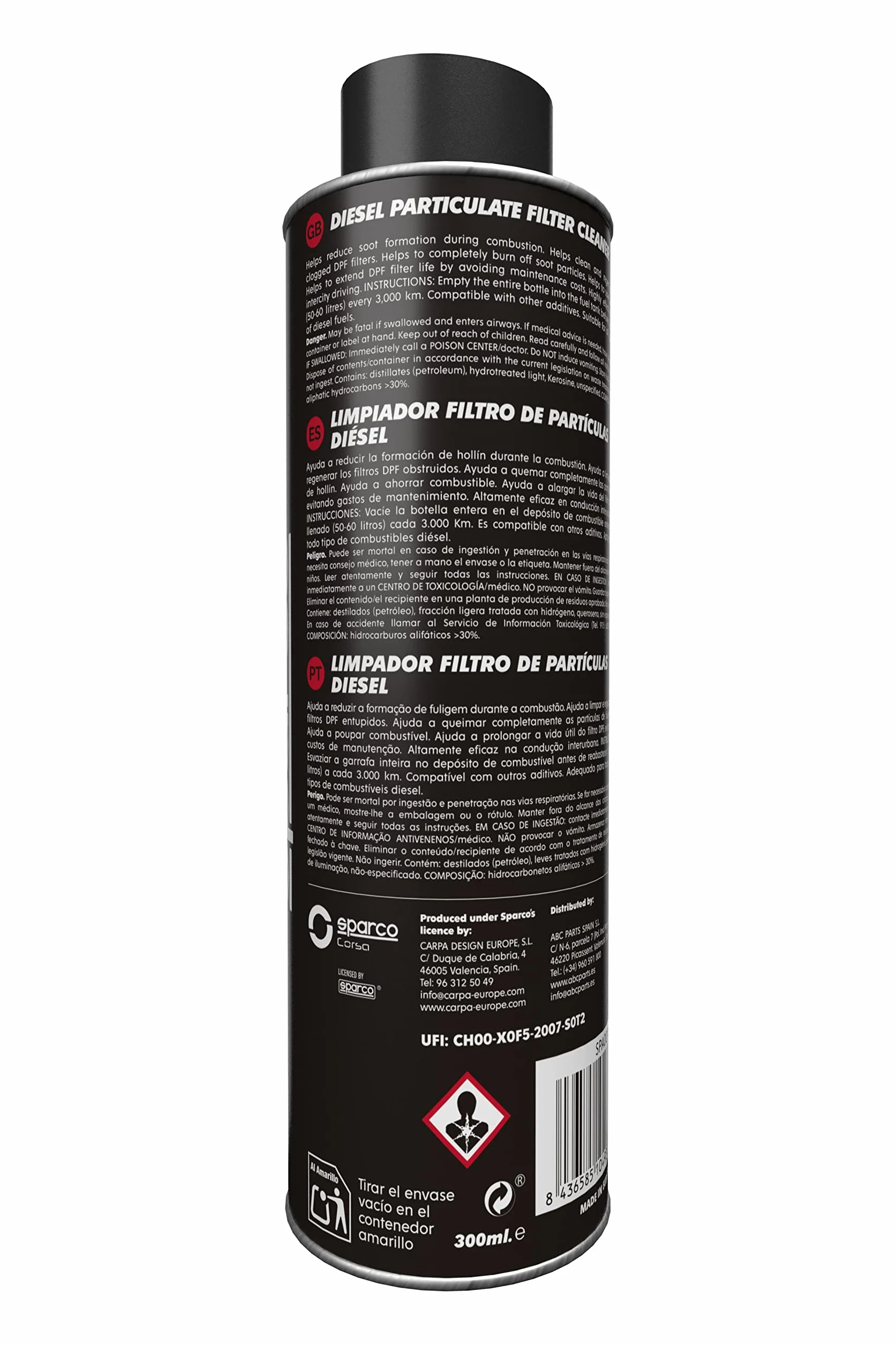 Sparco Additivo per la Pulizia del Filtro antiparticolato Diesel 300 ml
