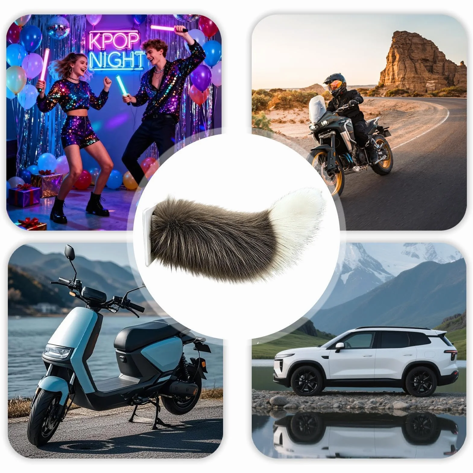 Coda mobile - 32 cm, coda per auto elettrica telecomandata, ornamento in peluche scodinzolante | Decorazione animale elettrica dinamica ricaricabile e realistica | Simpatico veicolo con çoda scodinzol