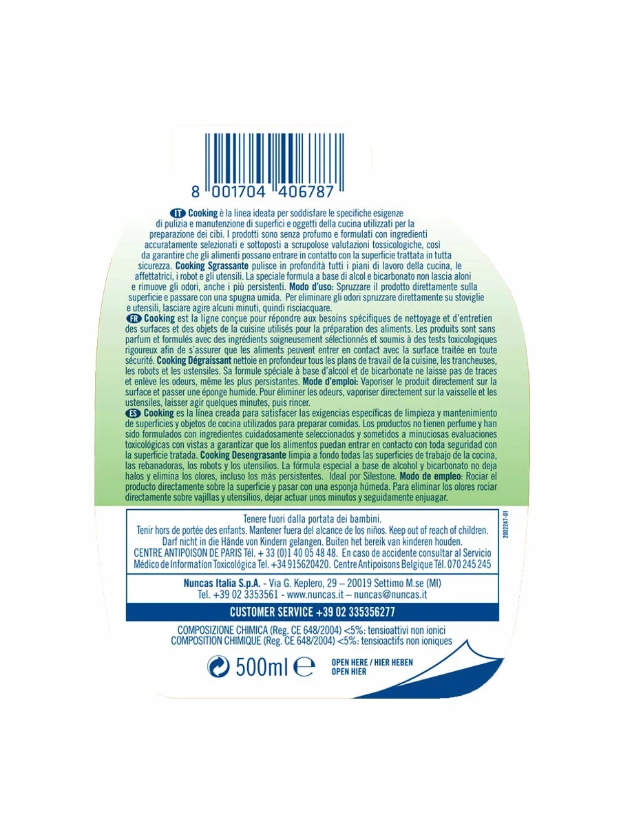 Nuncas Sgrassante Superfici a Contatto con gli Alimenti 500ml
