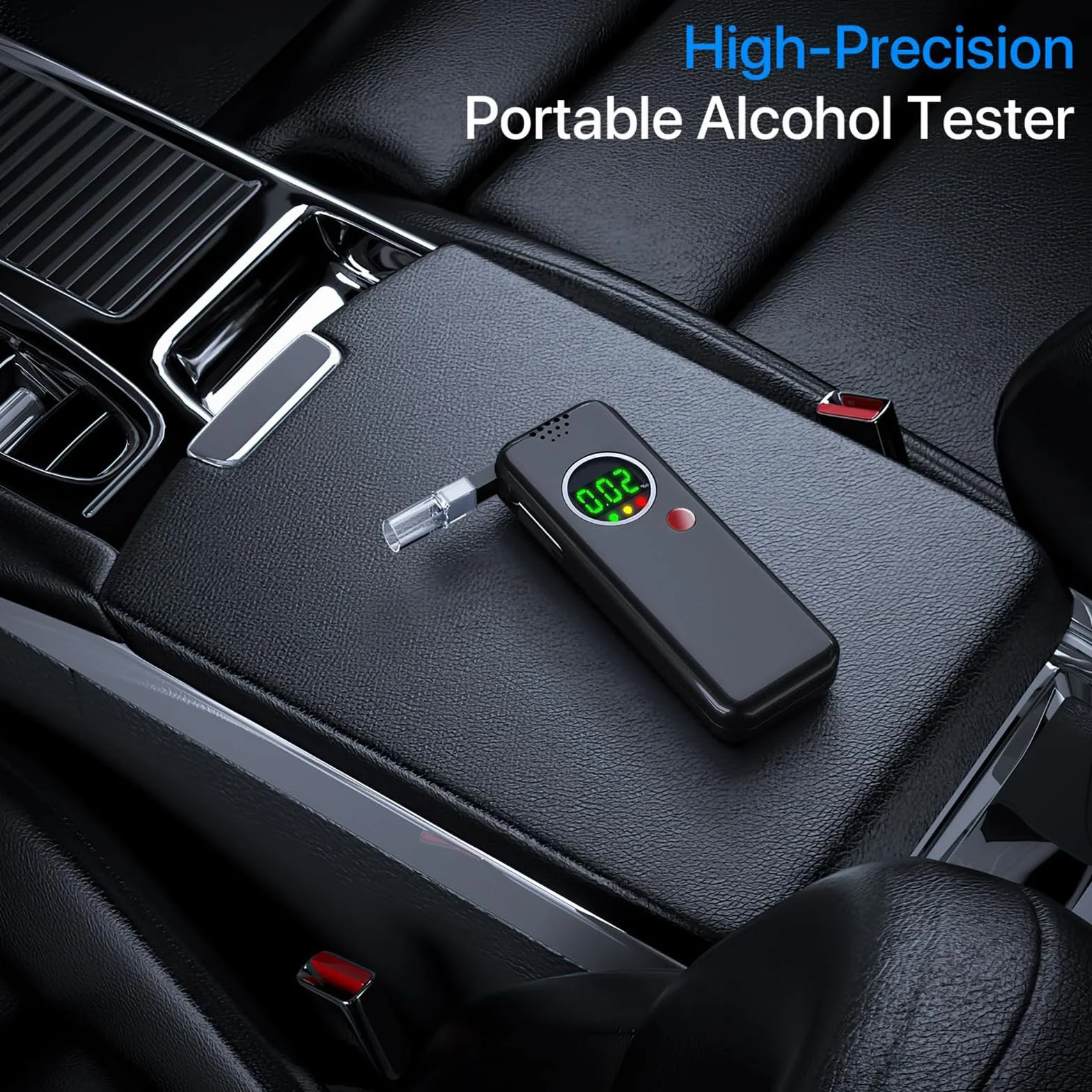 Etilometro Portatile, Alcol Test con Display LCD a Colori Digitali, Etilometro Certificato per Uso Domestico e Professionale, Codice Della Strada, Tester di Alcol con Bocchetti di 10 Pezzi (Nero)