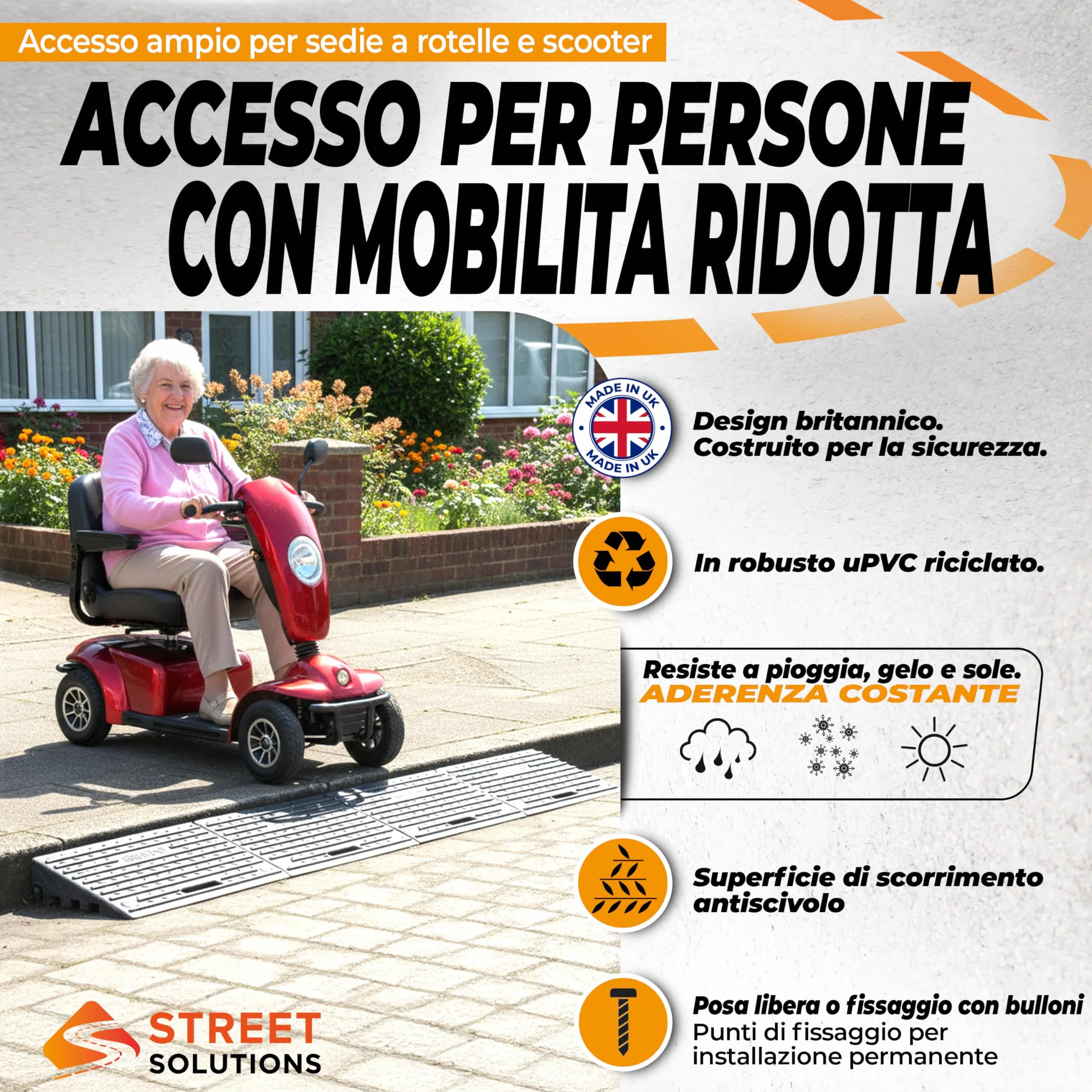 Street Solutions UK Set 2 Rampa per Disabili e Sedia - Rampa per Sedia a Rotelle 10 cm - Rampe per Disabili in Gomma Antiscivolo per Marciapiede, Garage, Moto e Soglia