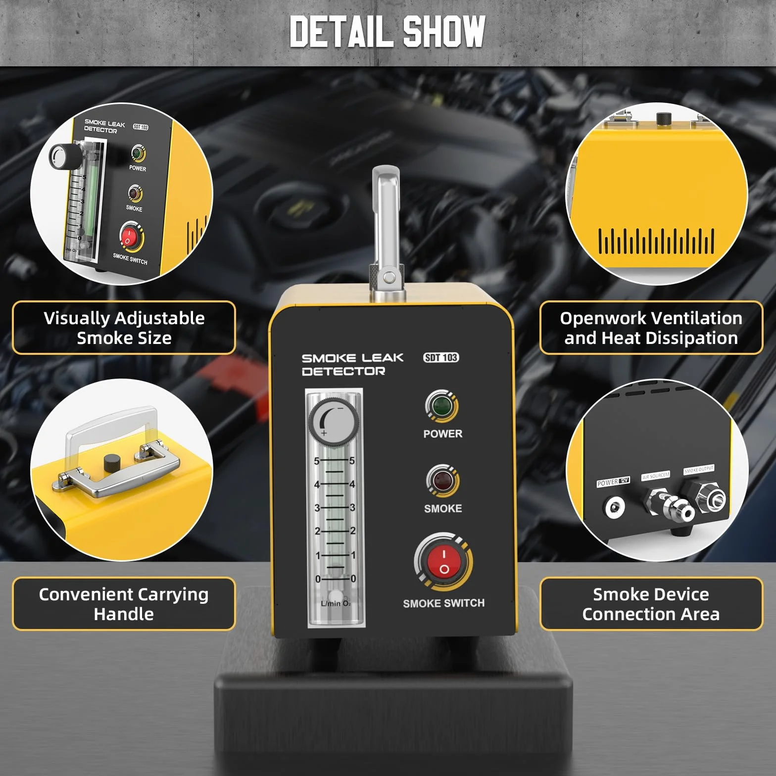 Rilevatore di Perdite per Macchine del Fumo Automobilistiche - Tester di Tenuta per Tubi del Carburante BELEY EVAP per Testare la Tenuta all'aria dei Sistemi Tubazioni Automobilistiche,per Veicoli 12V