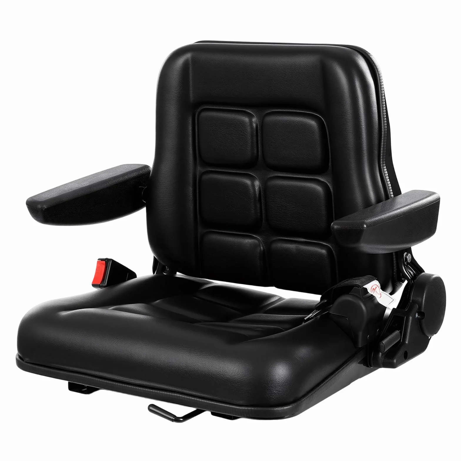 Sedile universale per trattore con bracciolo, sedile di traino regolabile a 35-180°, cintura di sicurezza, sedile ergonomico per trattore, carrello elevatore, ATV ed escavatore