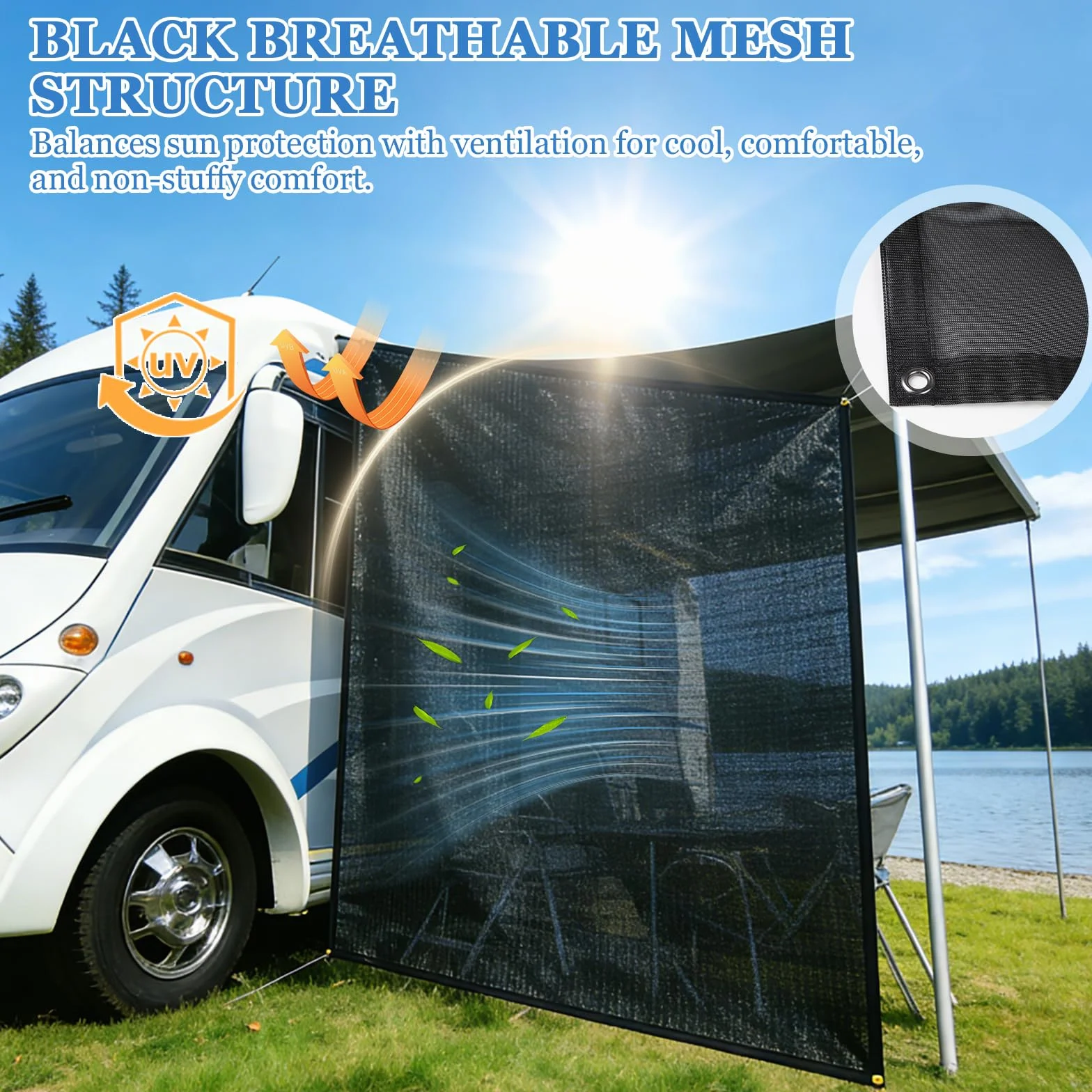 Tendalino Camper 2.1 x 2.5 m Impermeabile Resistente al Sole con Pareti e Accessori
