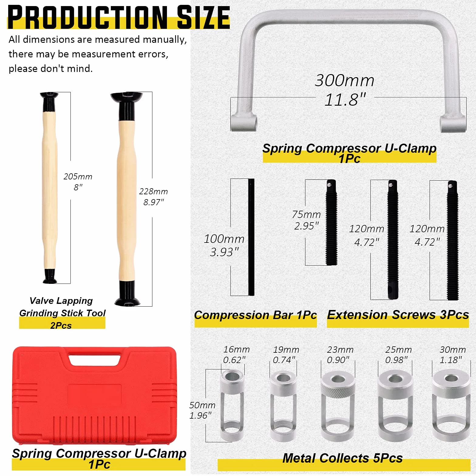 12 Pezzi compressore a Molla valvola, Kit di Utensili a Compressione Automatica con Morsetto a C e Kit di Utensili per la macinazione delle valvole