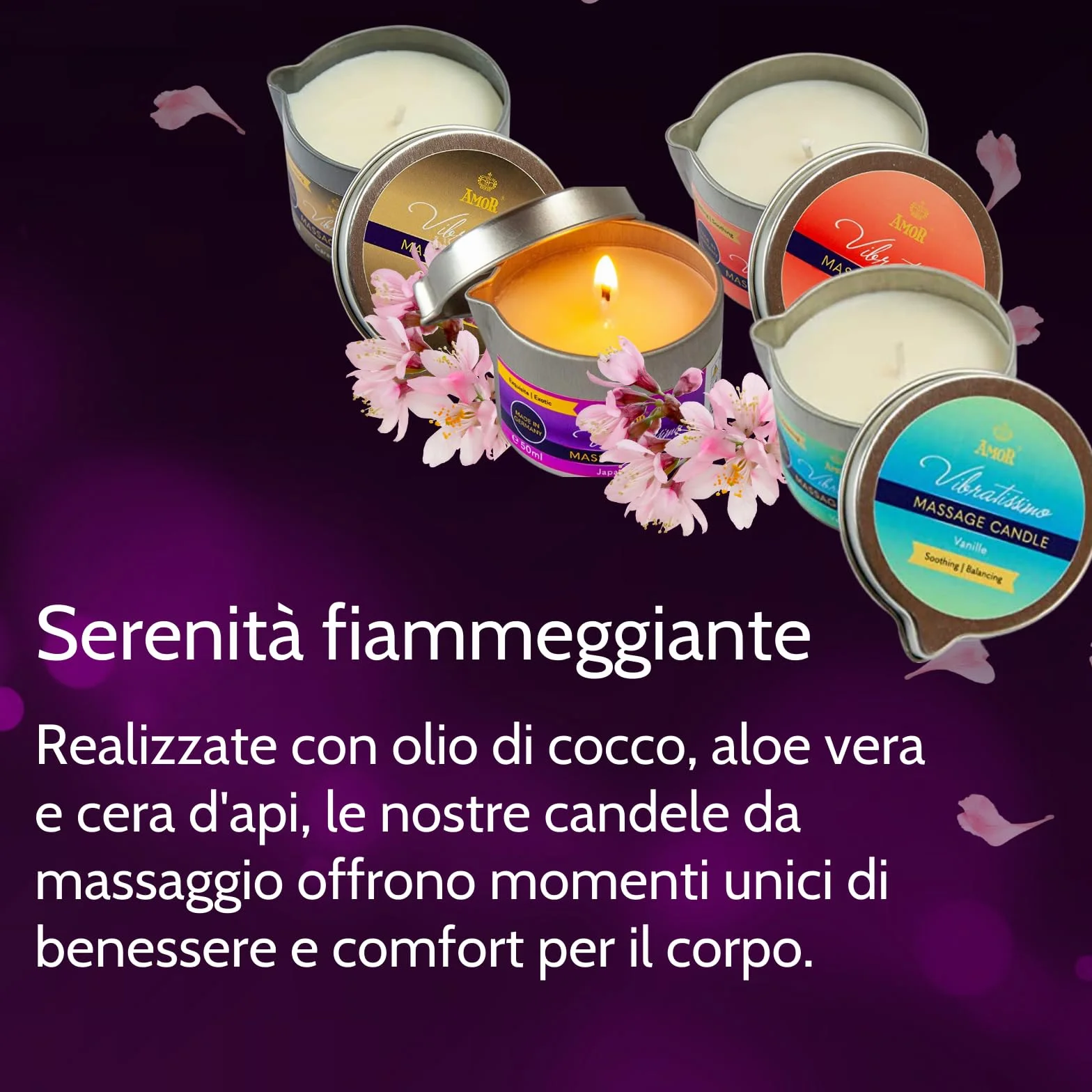 VIBRATISSIMO Candela da massaggio Caramel Cream 50 ml relax pelli sensibili