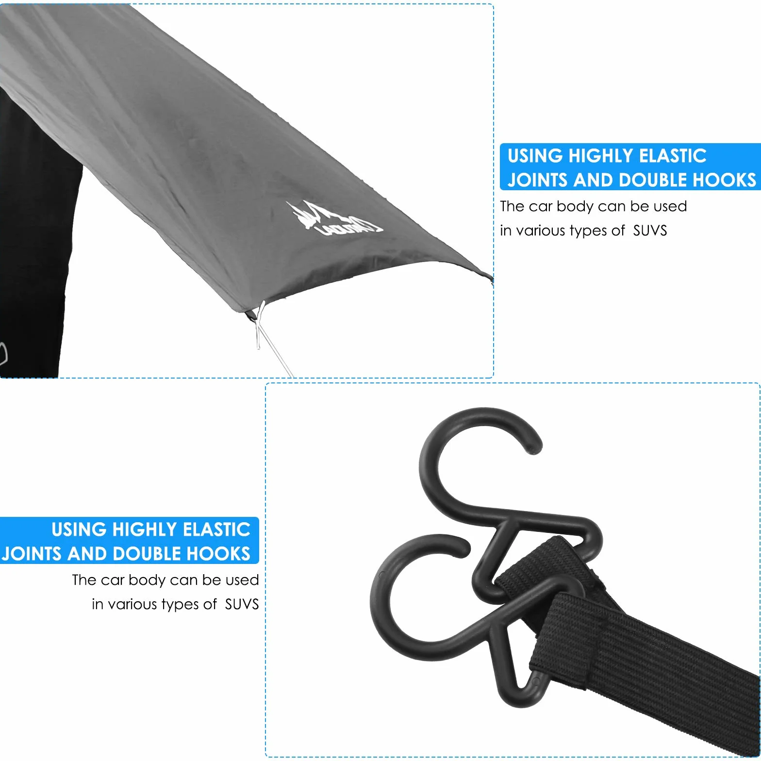 Tenda Parasole per Portellone Posteriore B3 Protezione Solare Impermeabile SUV Campeggio