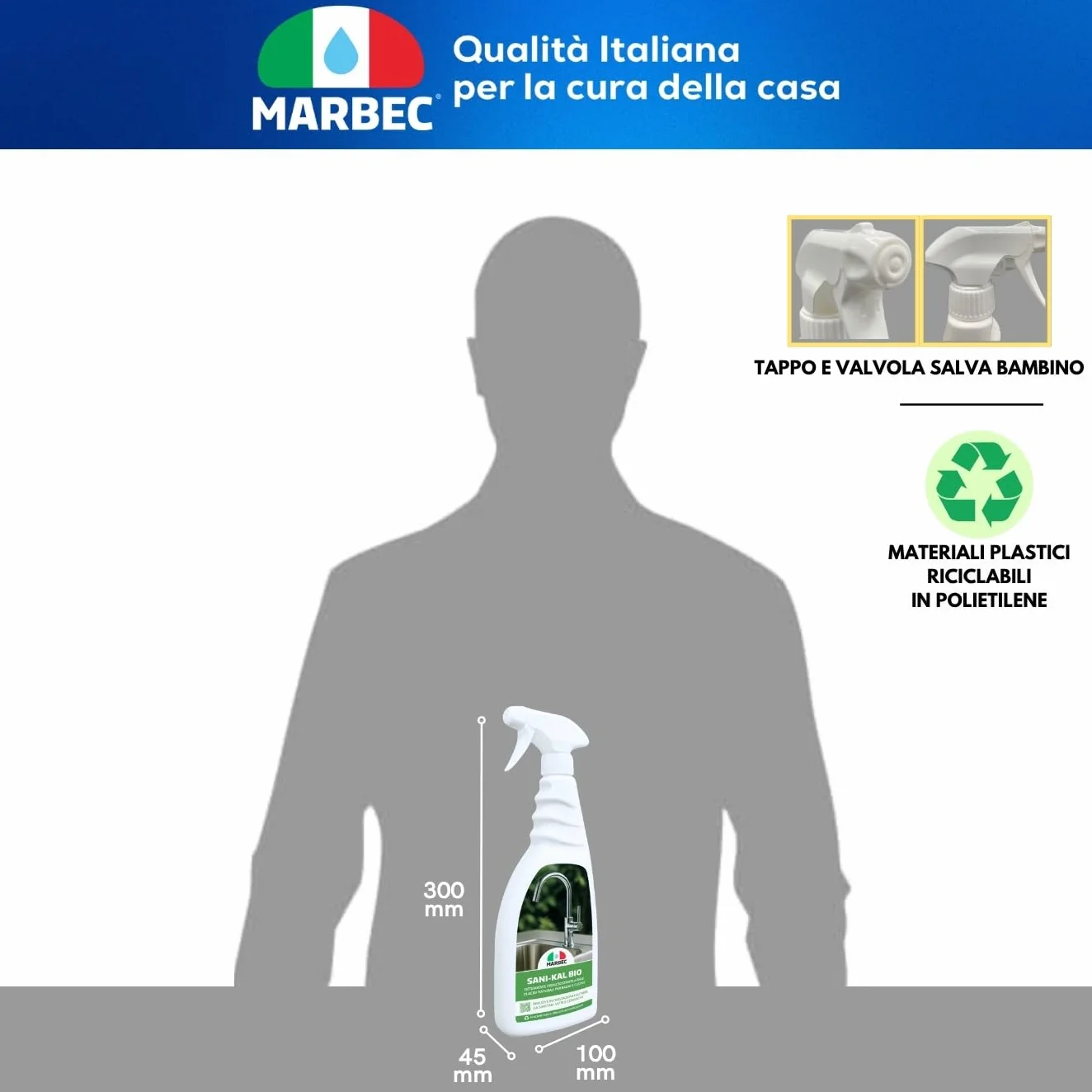 MARBEC SANI-KAL BIO 750ML Detergente anticalcare delicato per bagno