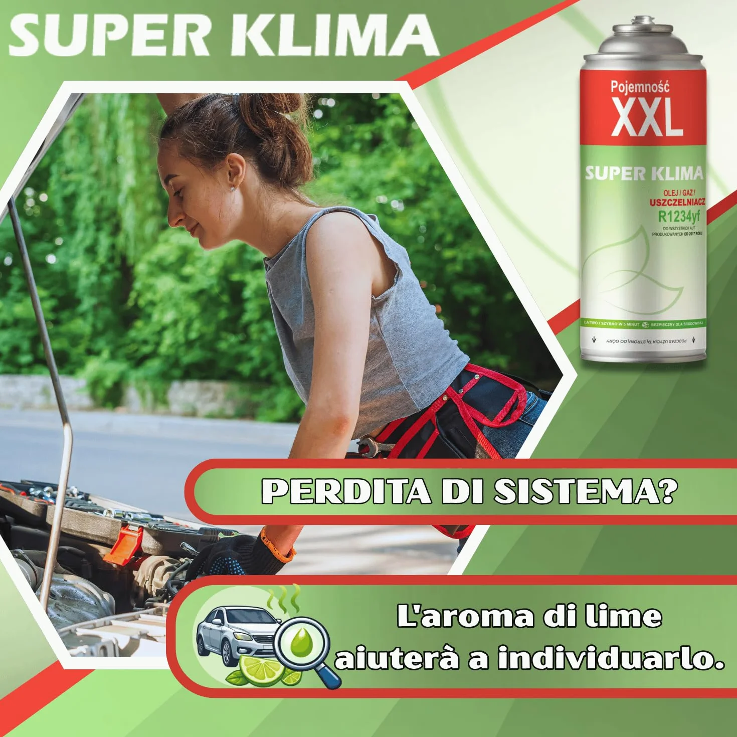 Ricarica Clima Auto R1234yf Gas Refrigerante Aria Condizionata Veicolo Bomboletta Kit Auto SUPER KLIMA
