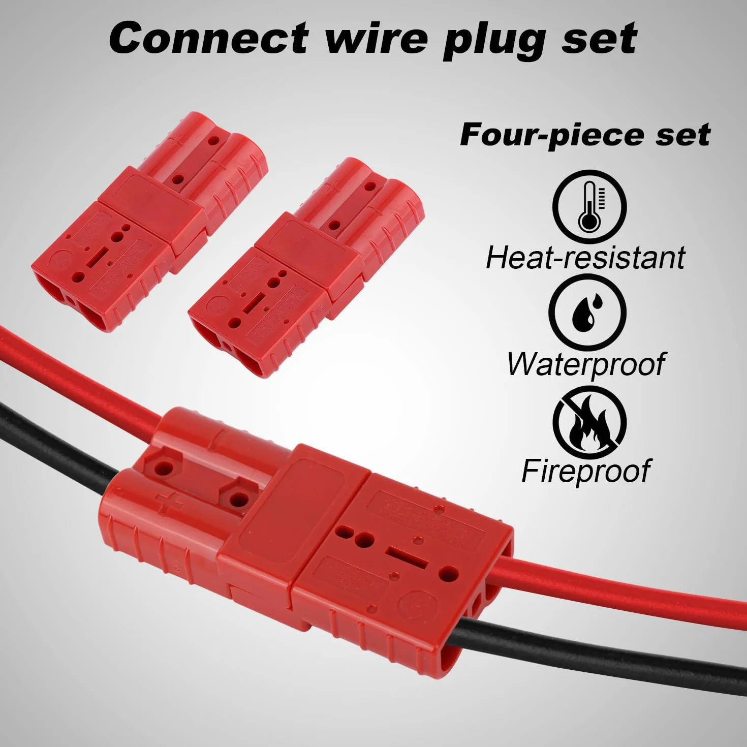 Penitue 4pz Connettori, Kit di Spine Connessione & Sconnessione Batteria 50A 12V-36V per Cavi da 6 a 12 AWG per Auto Moto ATV Argani Ascensori Motori e Altro (Rosso)