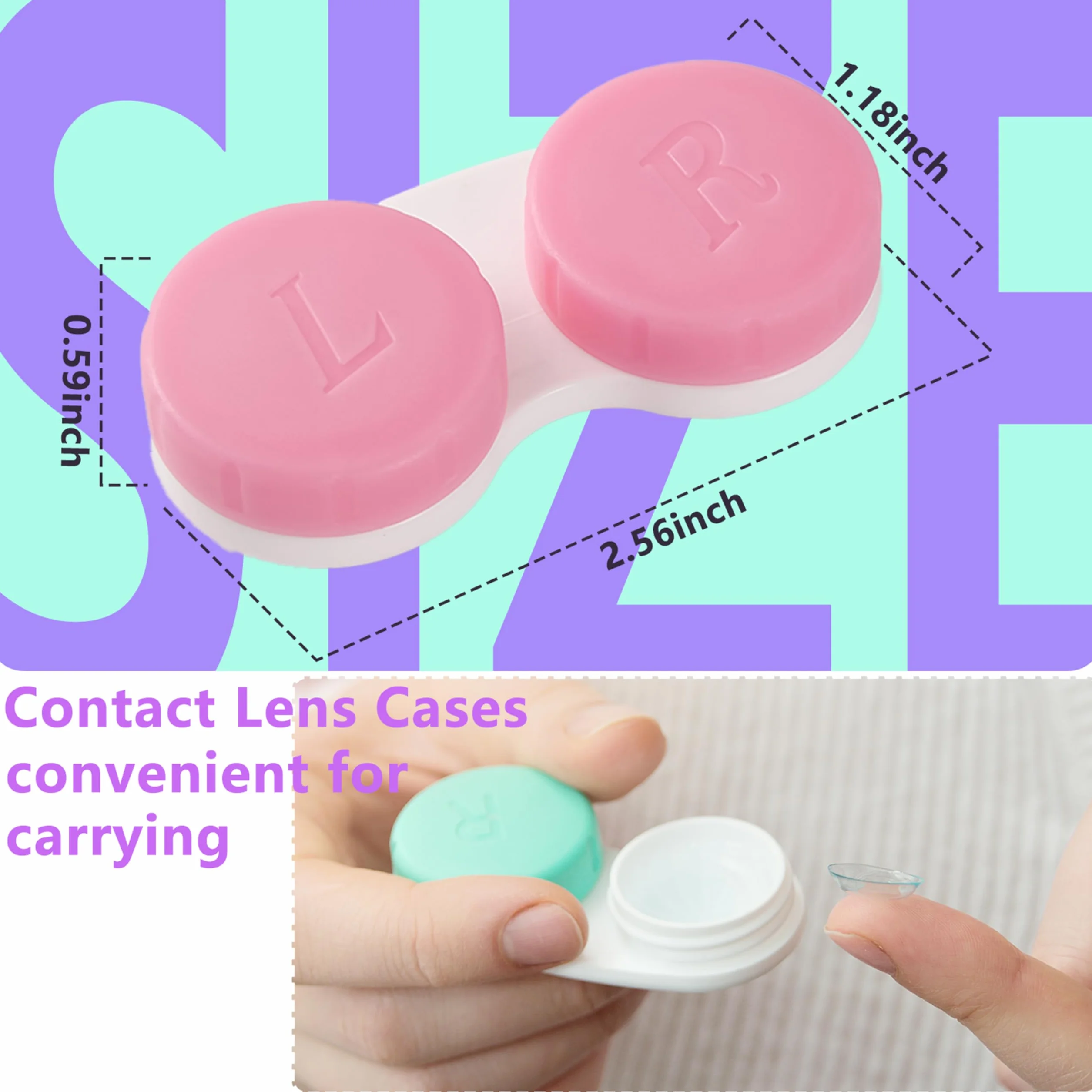 Lasiyanor 12 custodie colorate per lenti a contatto, kit immersione a prova di perdite con tappo a vite