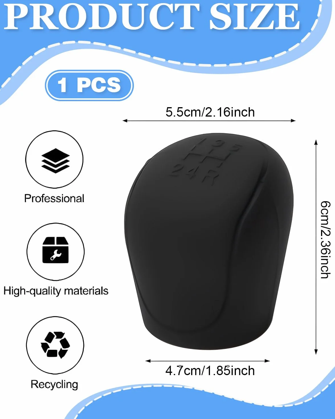 Copri Pomello Leva Cambio Auto 5 Marce Universale Antiscivolo Resistente Usura Nero