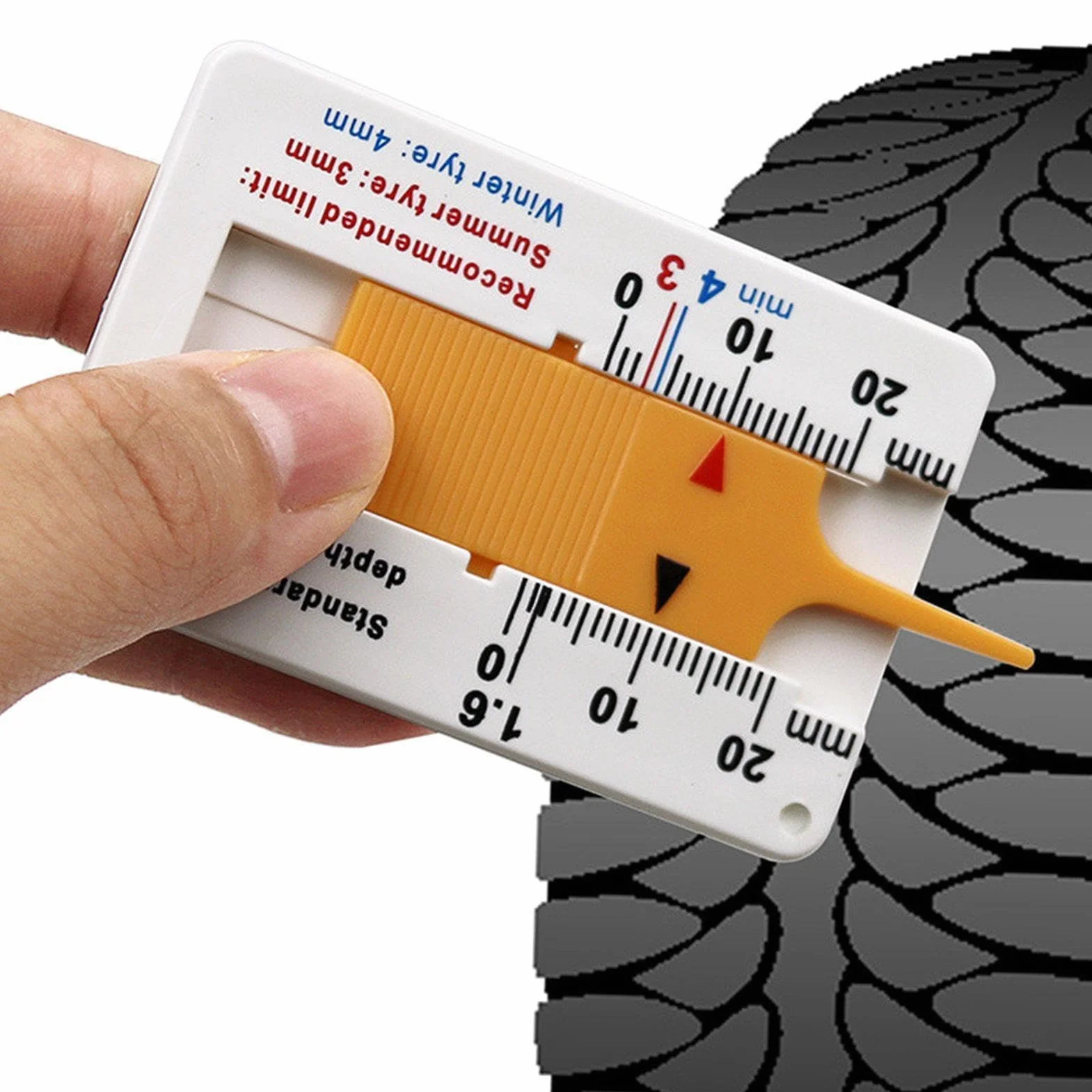 Misuratore di profondità degli pneumatici 0-20 mm, strumento di misurazione del battistrada portatile per moto