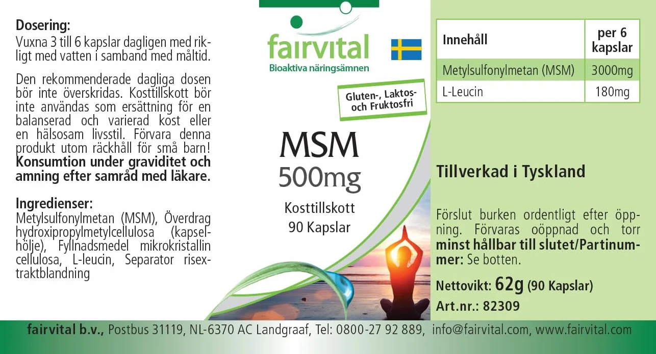 Fairvital MSM 500 mg 90 kapsułek metylosulfonylometan wegańskie