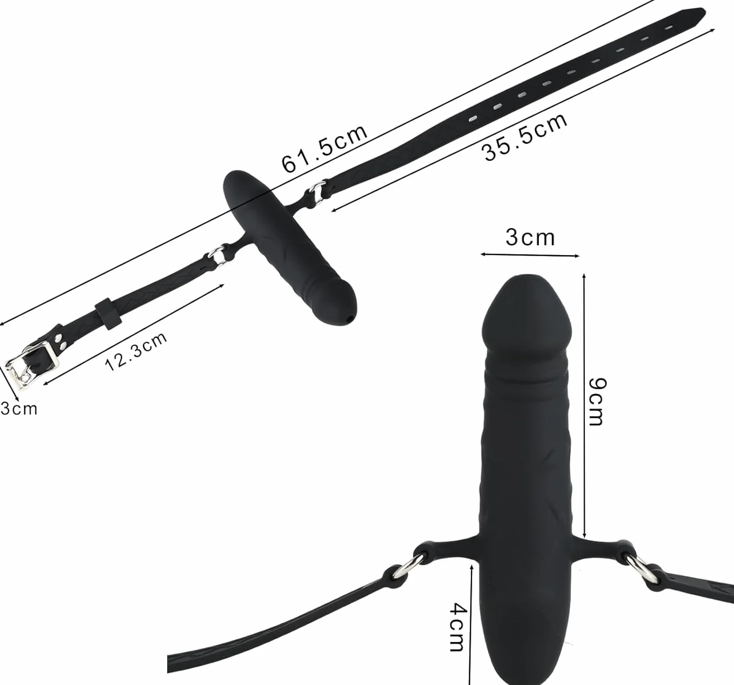 Dildo Realistico in Silicone - Bavaglio Regolabile per Bocca e Giochi SM con Lubrificante