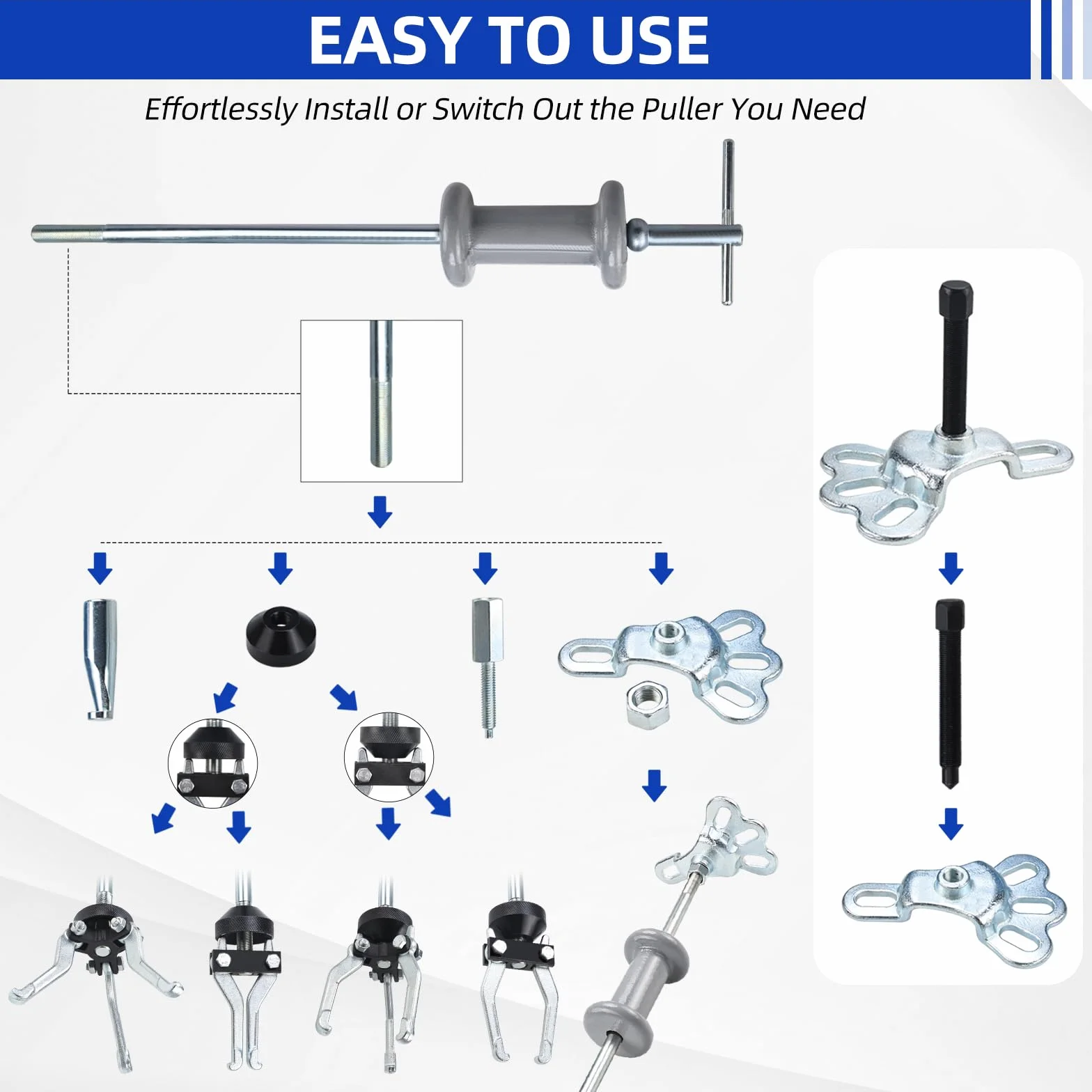BOOMSTART Scorrevole Martello Dent Mozzo Estrattore Kit 16 Pezzi 2/3 Mascella Esterna Interna Auto Camion