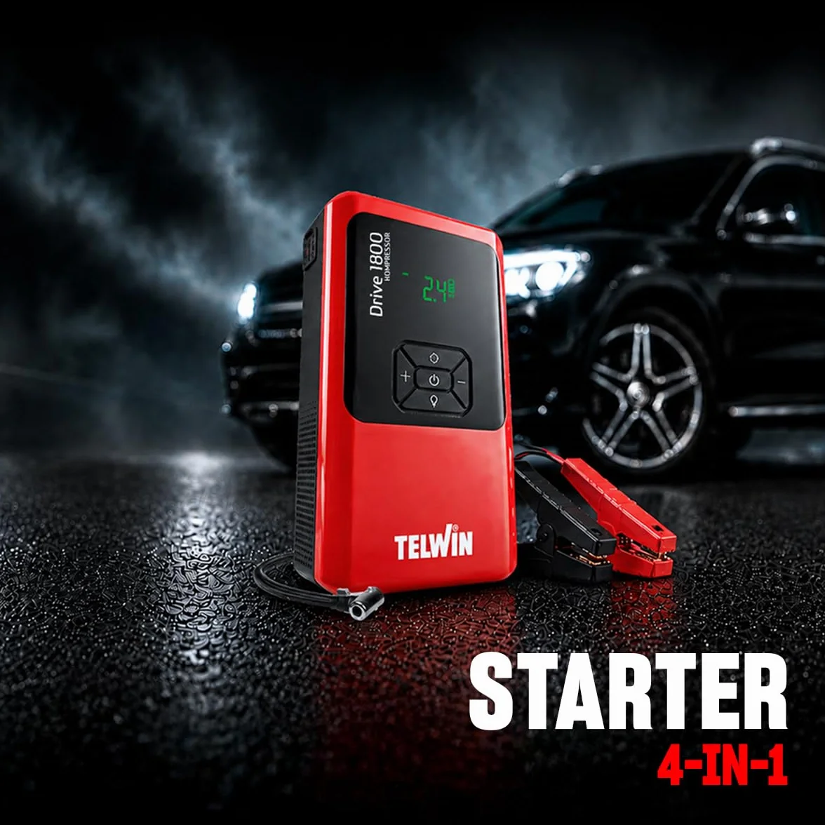 Telwin Drive 1800 Kompressor Avviatore Booster Multifunzione 12V Portatile Ultracompatto 1800A