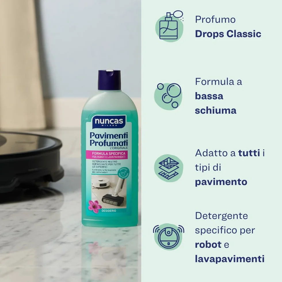 Nuncas Detergente Pavimenti Desiderio Multipack 3 x 500 ml per Robot e Lavapavimenti