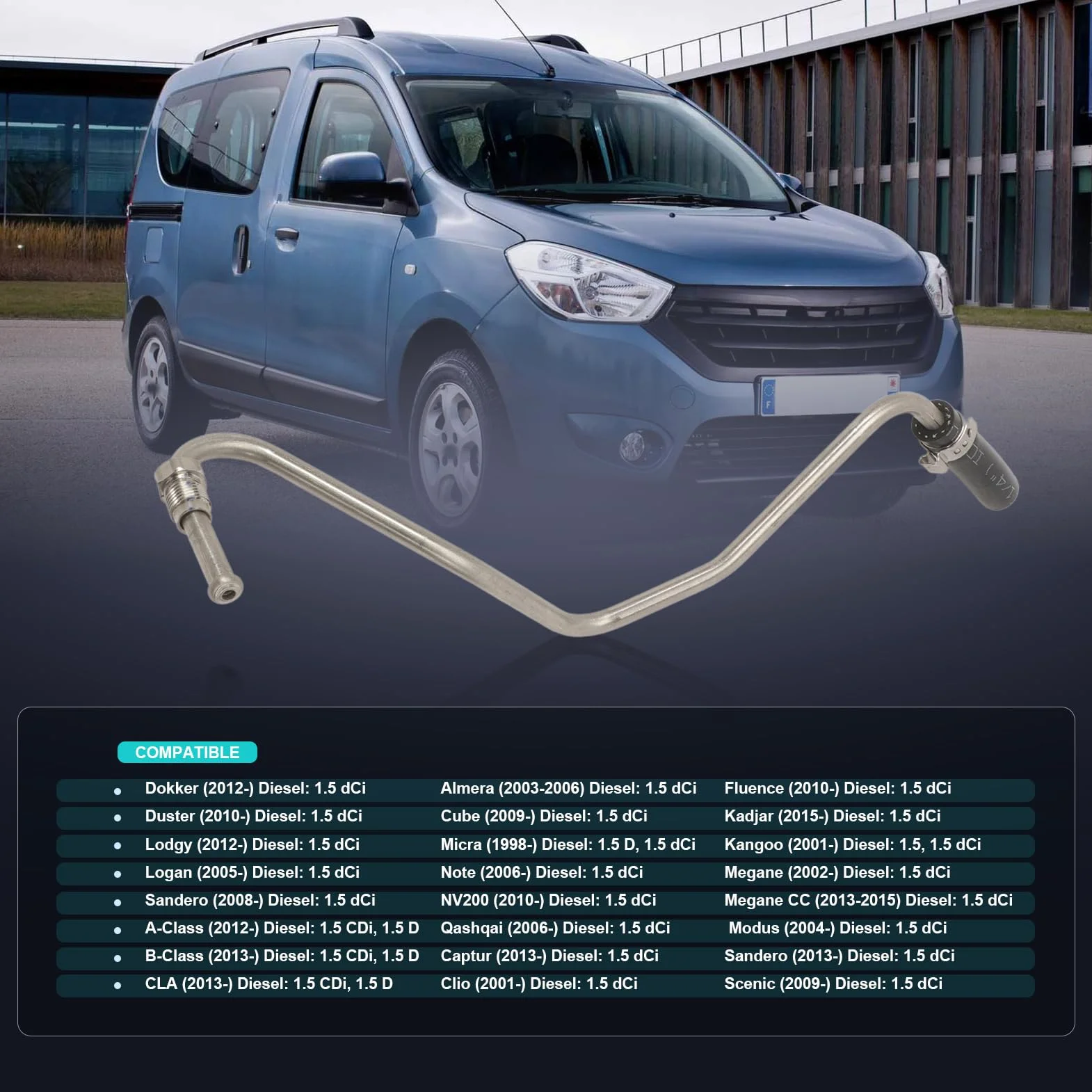 Tubo sensore pressione gas scarico 1412000Q0U, compatibile con Sandero Duster Renault Captur Clio Juke Qashqai Almera Clase A Clase B CLA