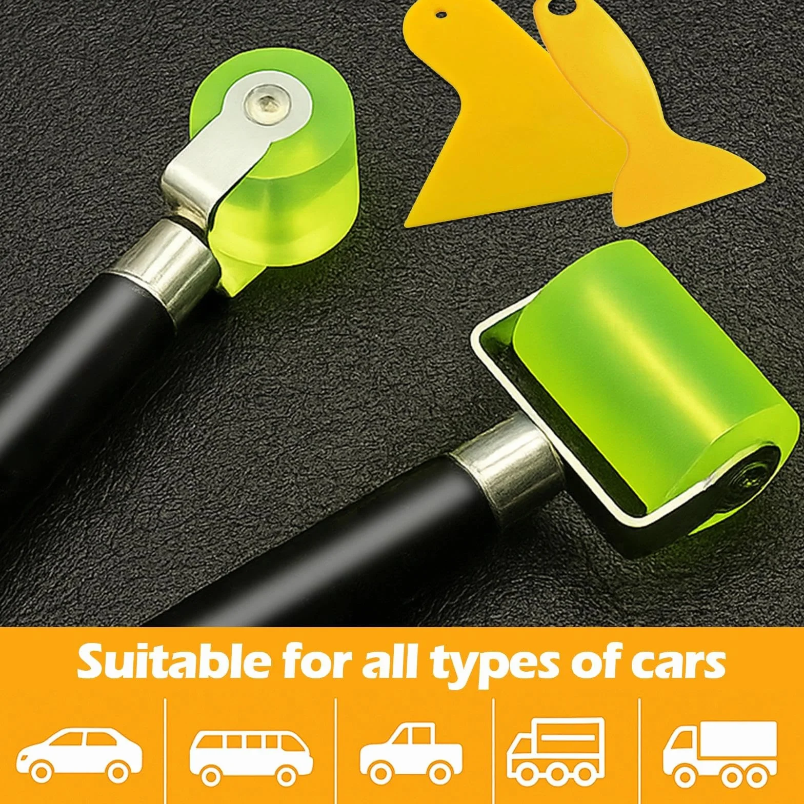 KAIYAYA 2 Pezzi Rullo di Pressione in Silicone 30 mm e 50 mm Rullo Fonoassorbente per Auto Rullo di Pressione Cuscinetto per la saldatura di teloni in PVC con 2 Spatole di Pellicola