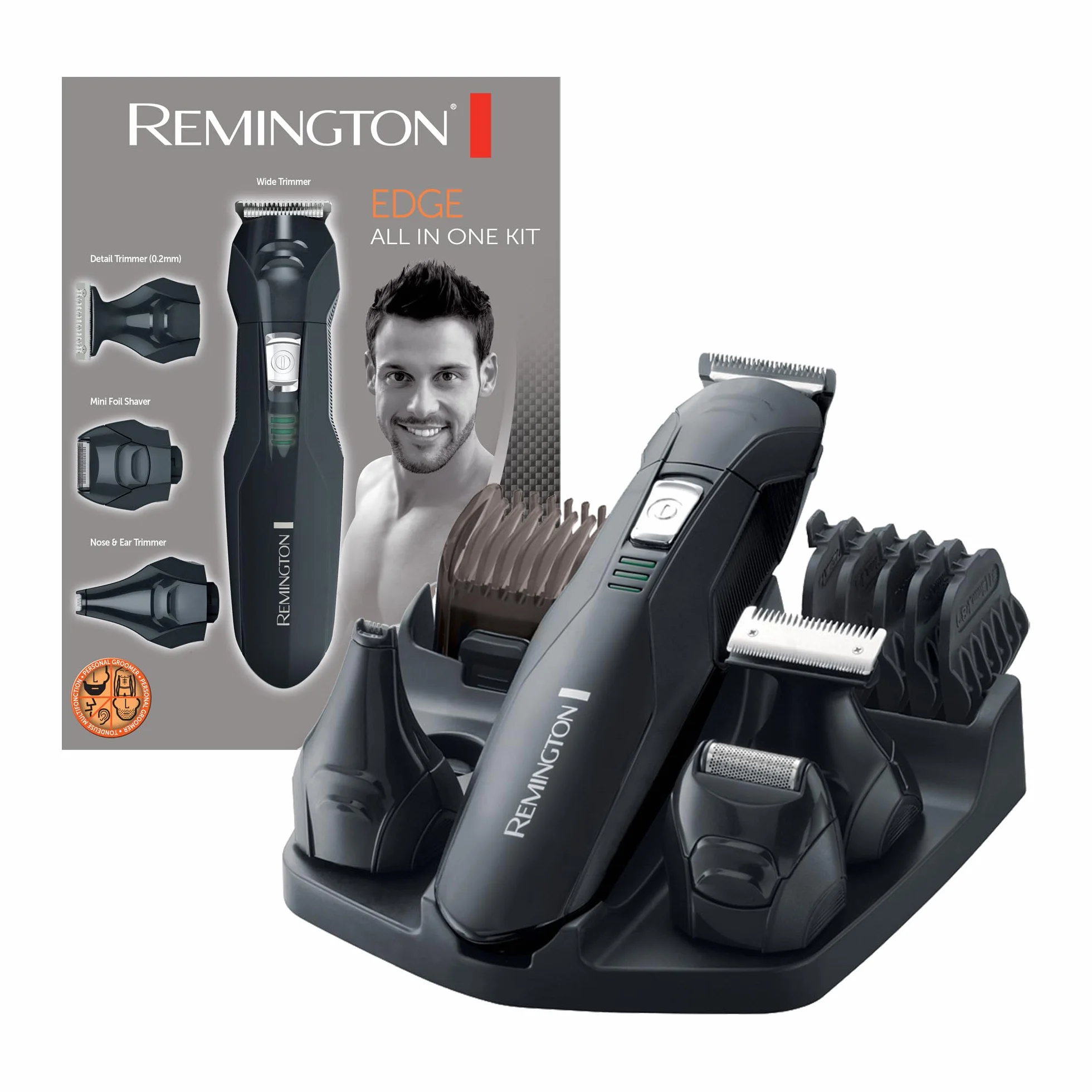 Remington Personal Groomer Edge PG6030 Rasoio Elettrico Multiuso 4 Testine Rimovibili
