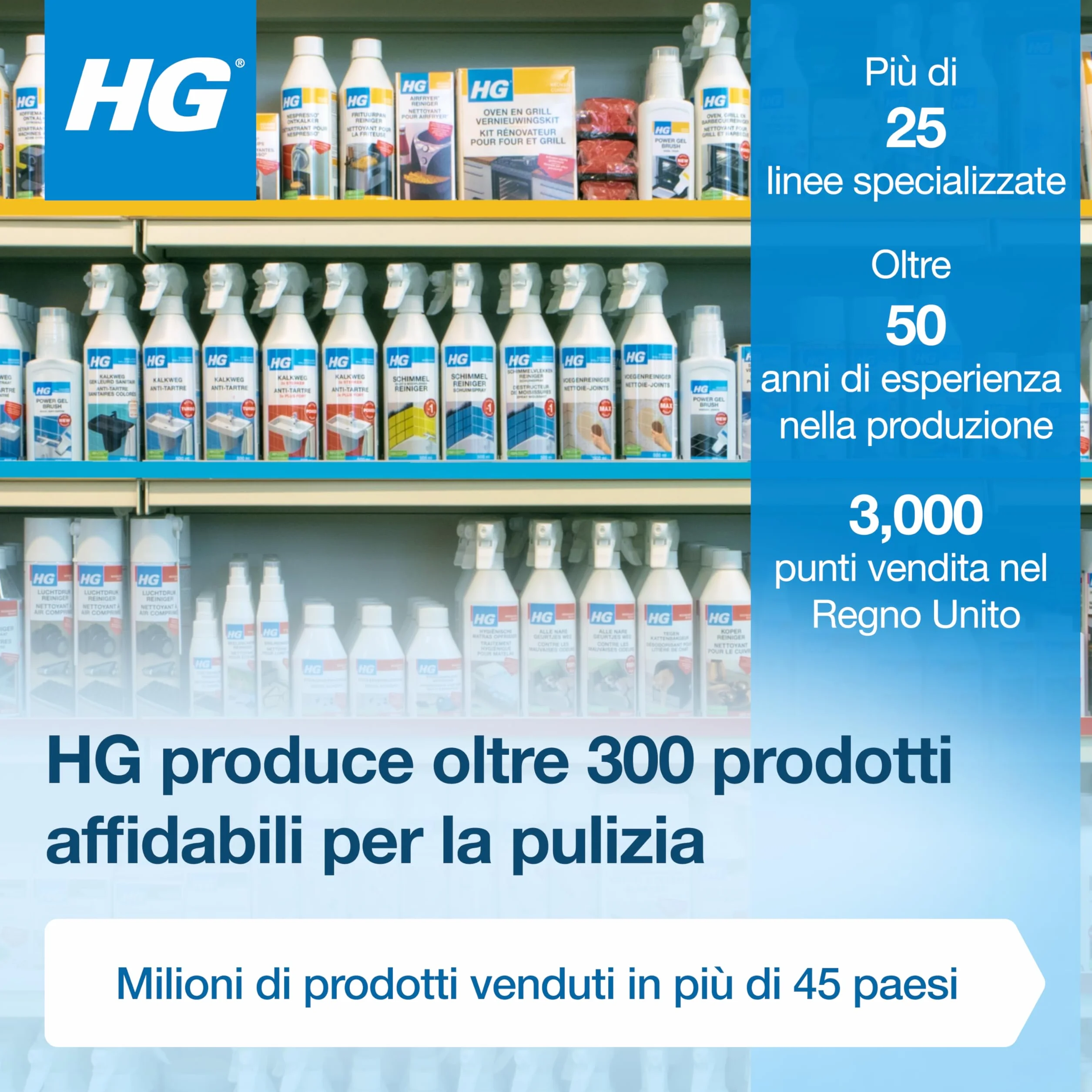 HG Detergente per Vetri Concentrato 500ml Lucentezza Senza Aloni
