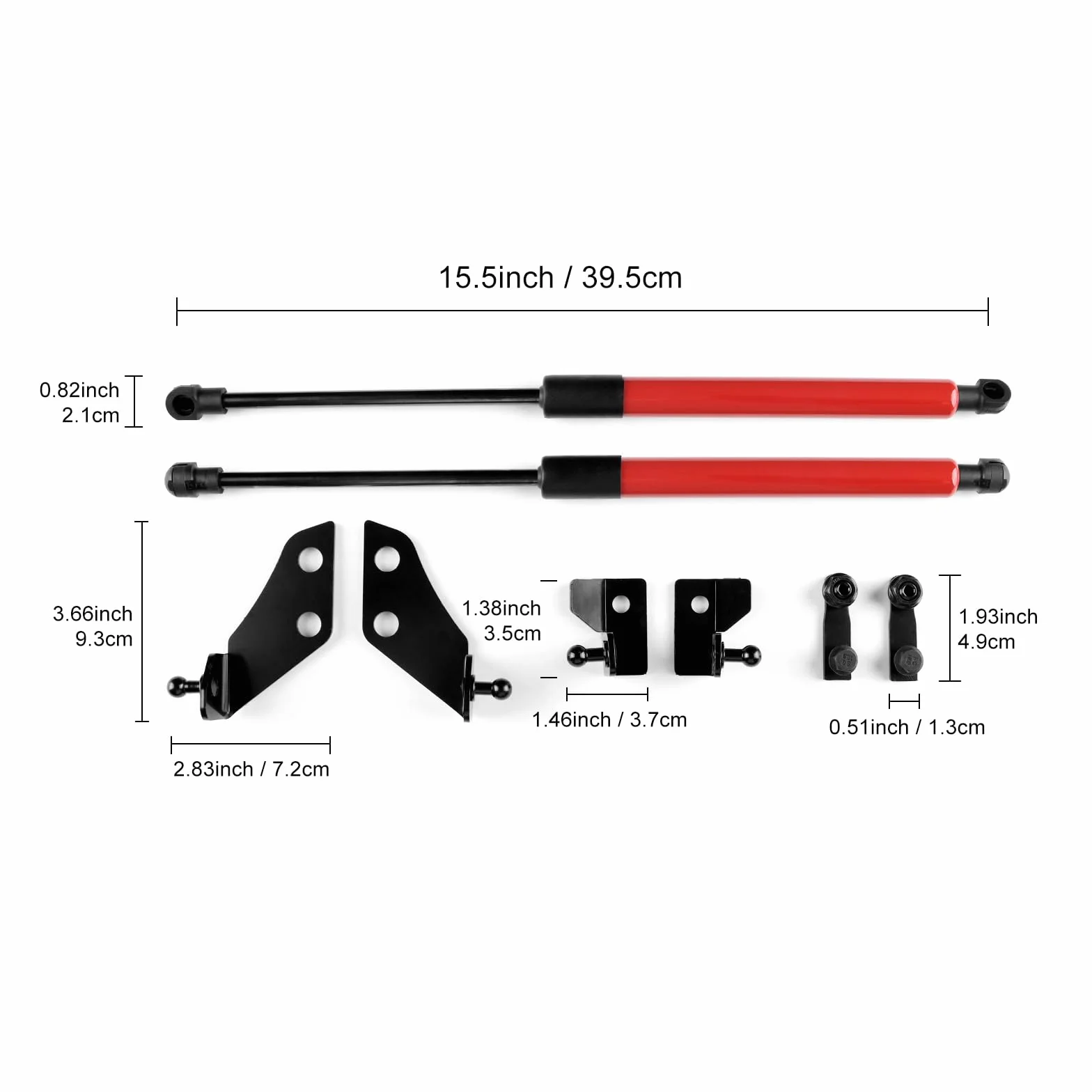 KUNGKIC Supporti di sollevamento caricati a gas per cofano anteriore per Fiat 500 500c 500e Abarth 595 695 cofano idraulico Barra di supporto di sollevamento 8 pezzi (Rosso)