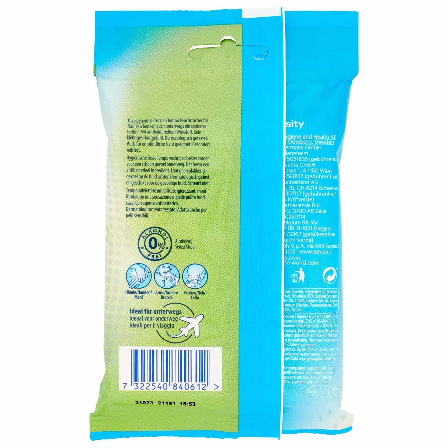Tempo Salviette Fresh To Go Protect 5 Confezioni Da 10 Salviette